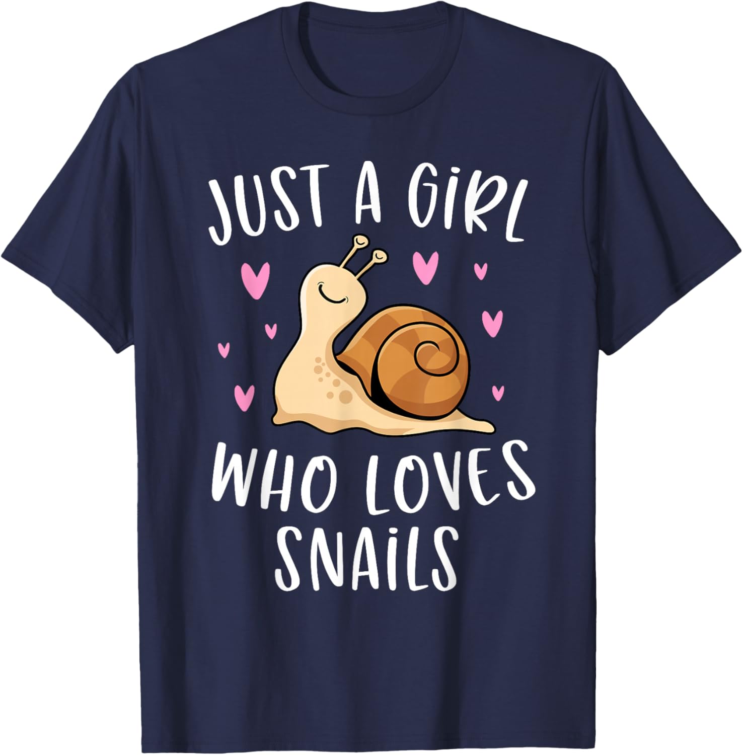 Cute Snail Shirt for Girls Just A Girl Who Loves Snails T-Shirt - T-Shirt | Navy