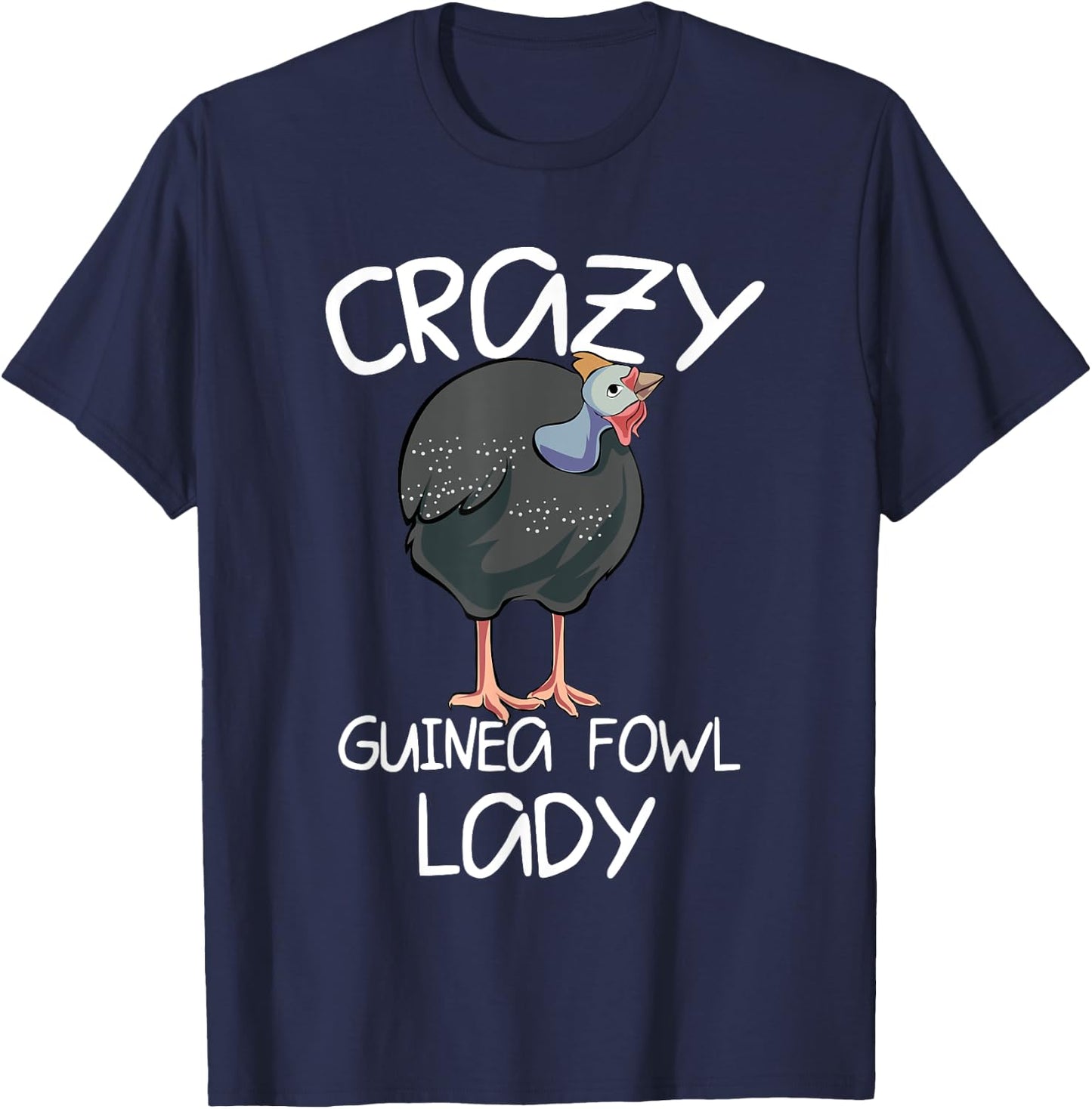 Crazy Guinea Fowl Lady T-Shirt - T-Shirt | Navy