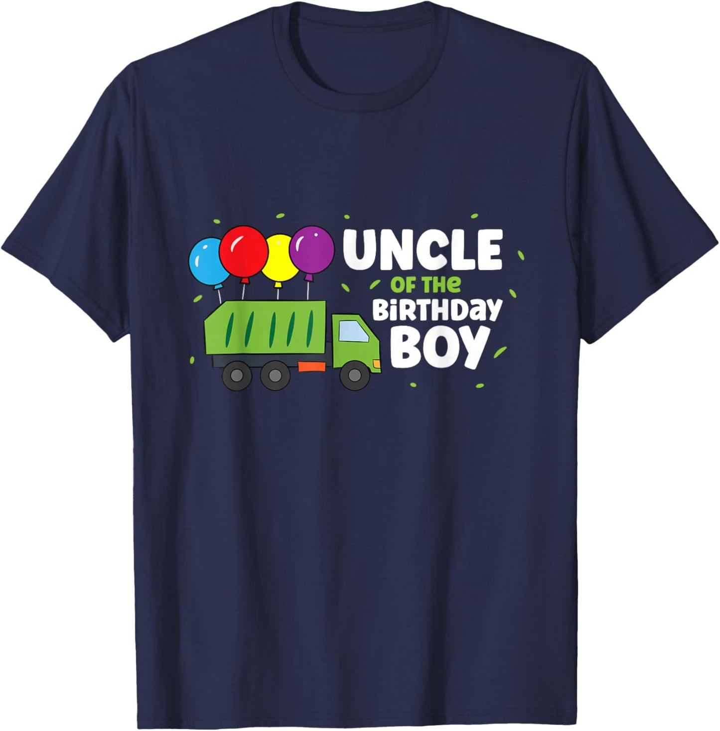 Uncle of The Birthday Boy Garbage Truck T-Shirt - T-Shirt | Navy