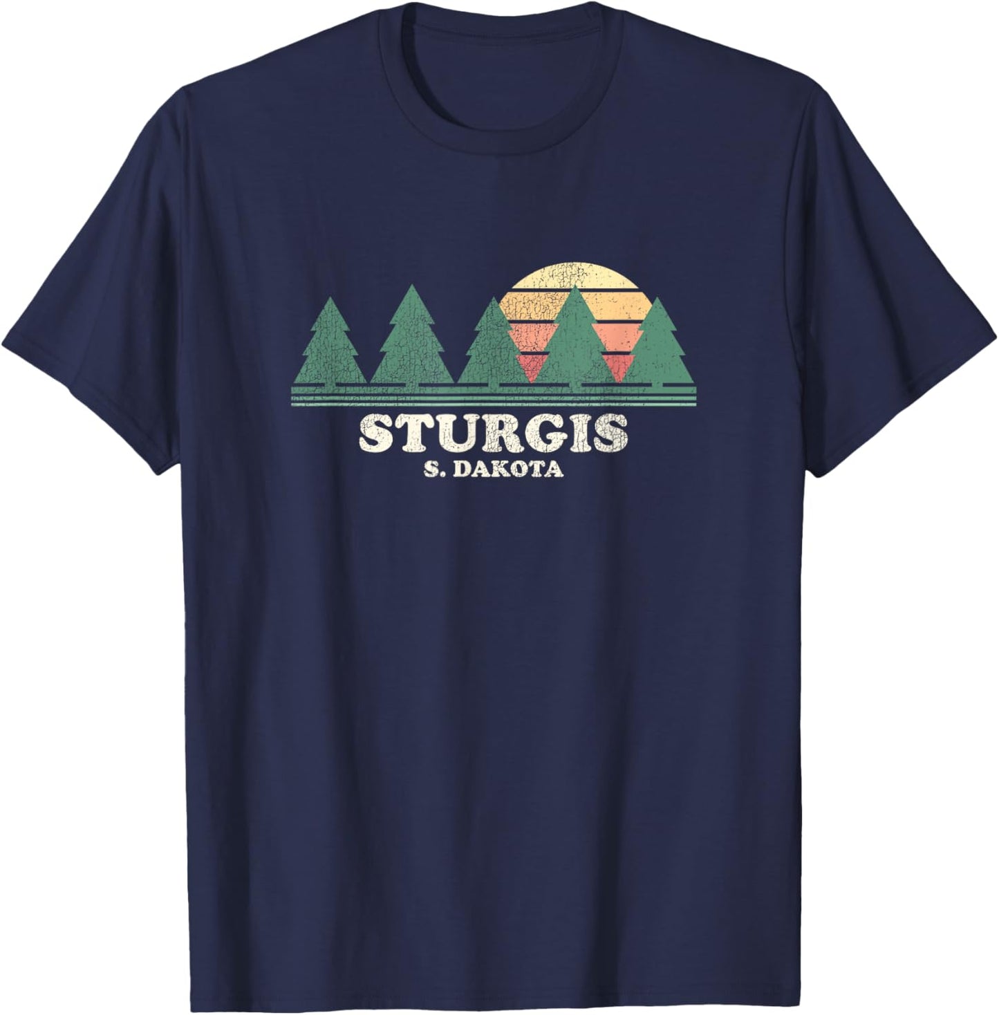 Sturgis SD Vintage Throwback Retro 70s Design T-Shirt - T-Shirt | Navy