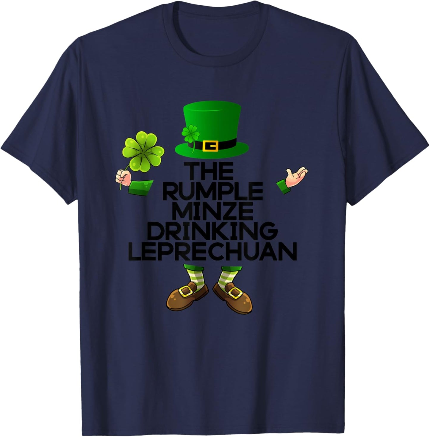 The Rumple Minze Drinking Leprechuan Irish St Patricks Green T-Shirt - T-Shirt | Navy