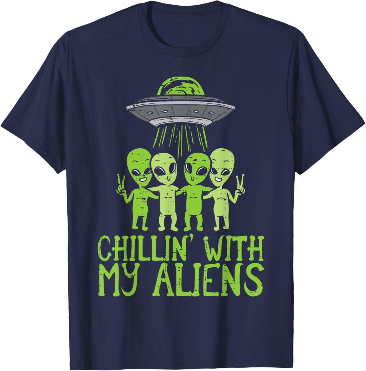Chillin With My Aliens Group Toddler Boys Halloween Kids T-Shirt - T-Shirt | Navy