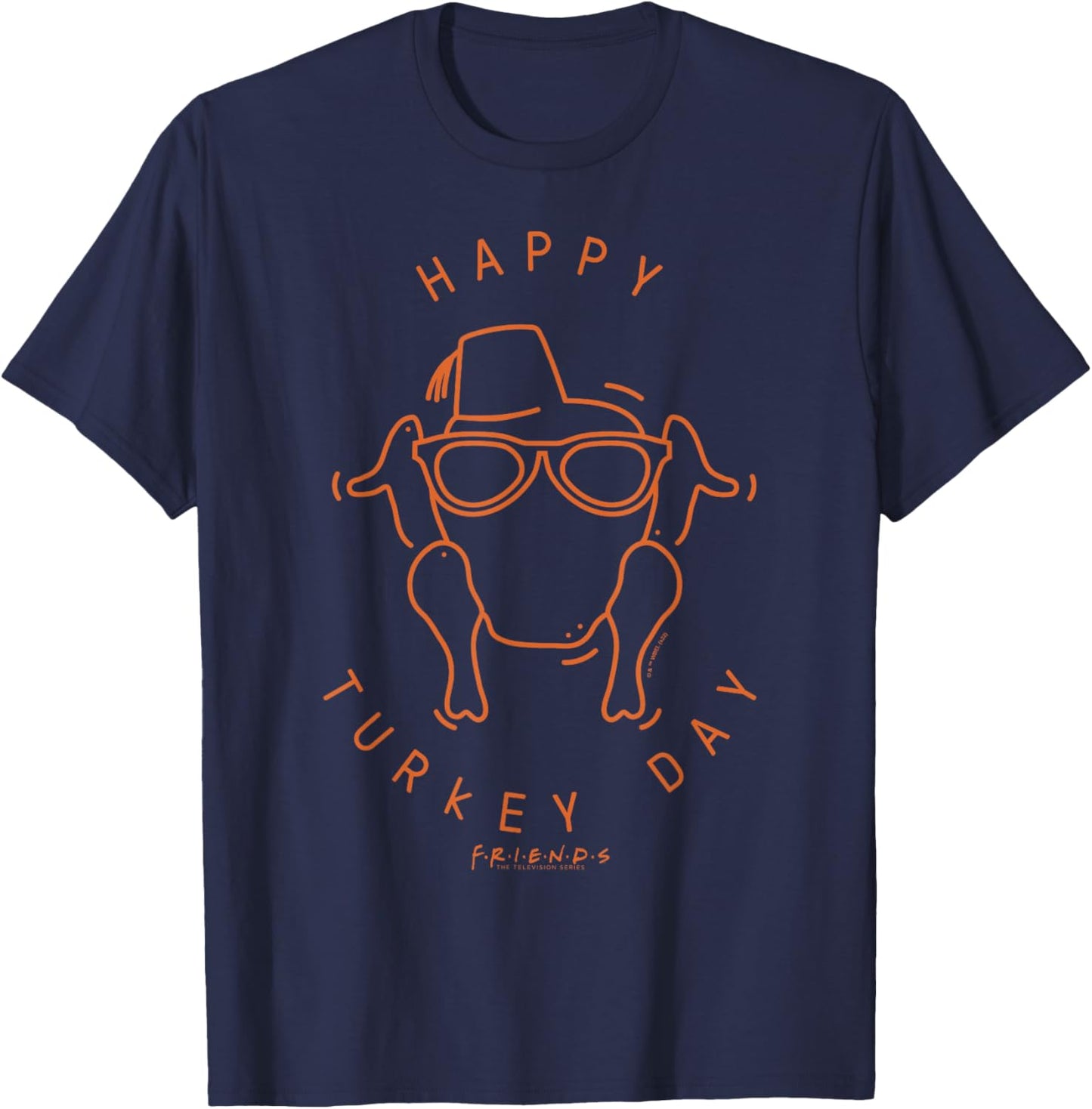 Friends Thanksgiving Happy Turkey Day Icon T-Shirt - T-Shirt | Navy