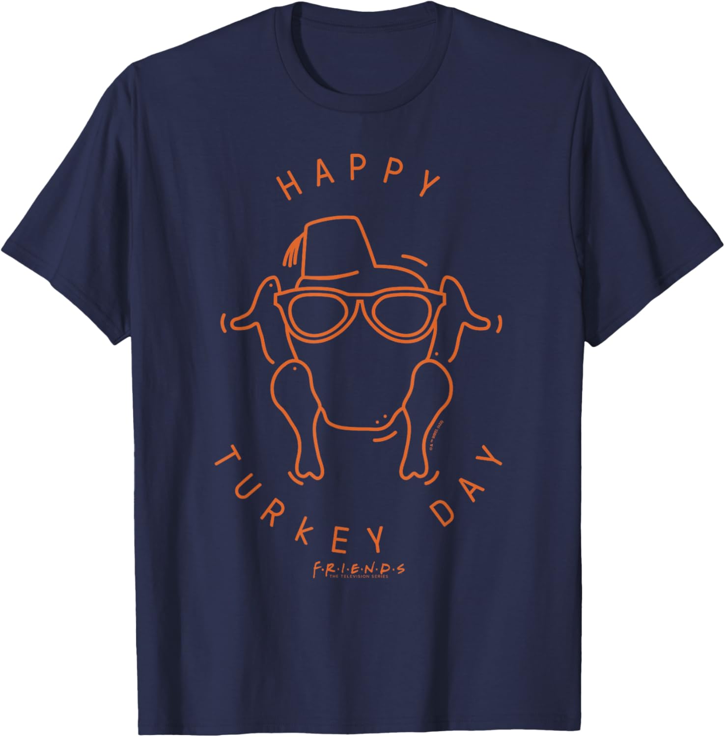 Friends Thanksgiving Happy Turkey Day Icon T-Shirt - T-Shirt | Navy