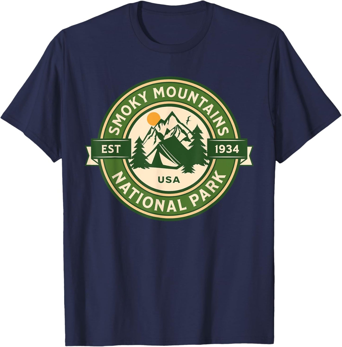 Great Smoky Mountains National Park Tennessee Hike Outdoors T-Shirt - T-Shirt | Navy