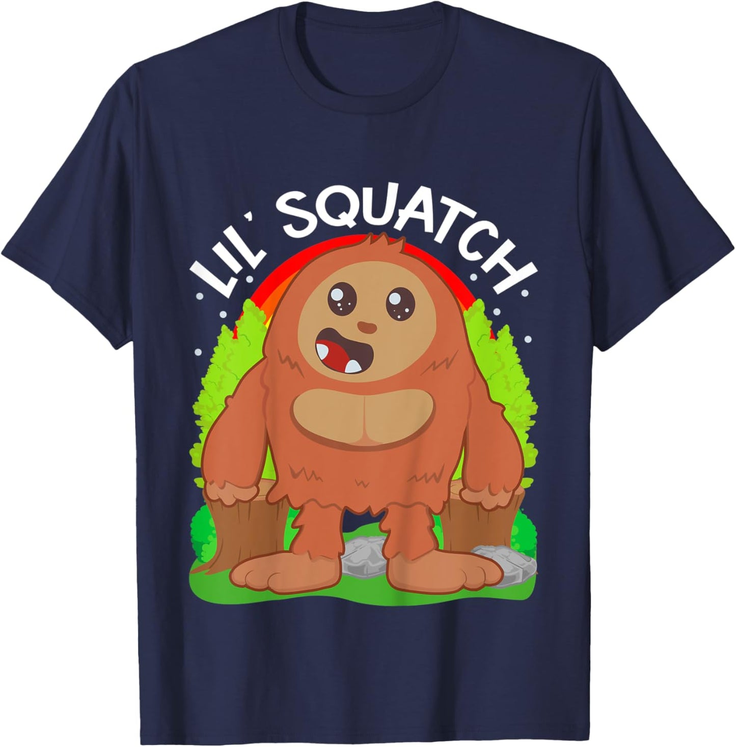 Kids Lil Squatch Cute Baby Bigfoot Boys Little Sasquatch Kids Boy T-Shirt - T-Shirt | Navy
