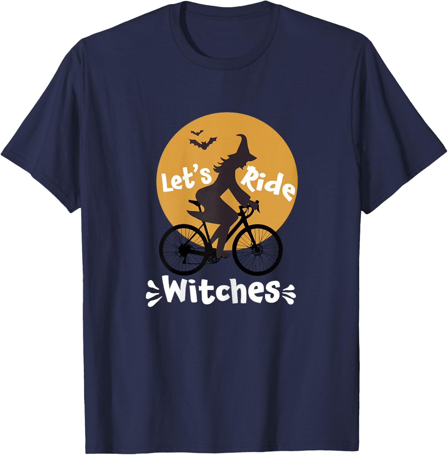 Let's Ride Witches - GRAVEL BIKE Ladies rides Moon Halloween T-Shirt - T-Shirt | Navy