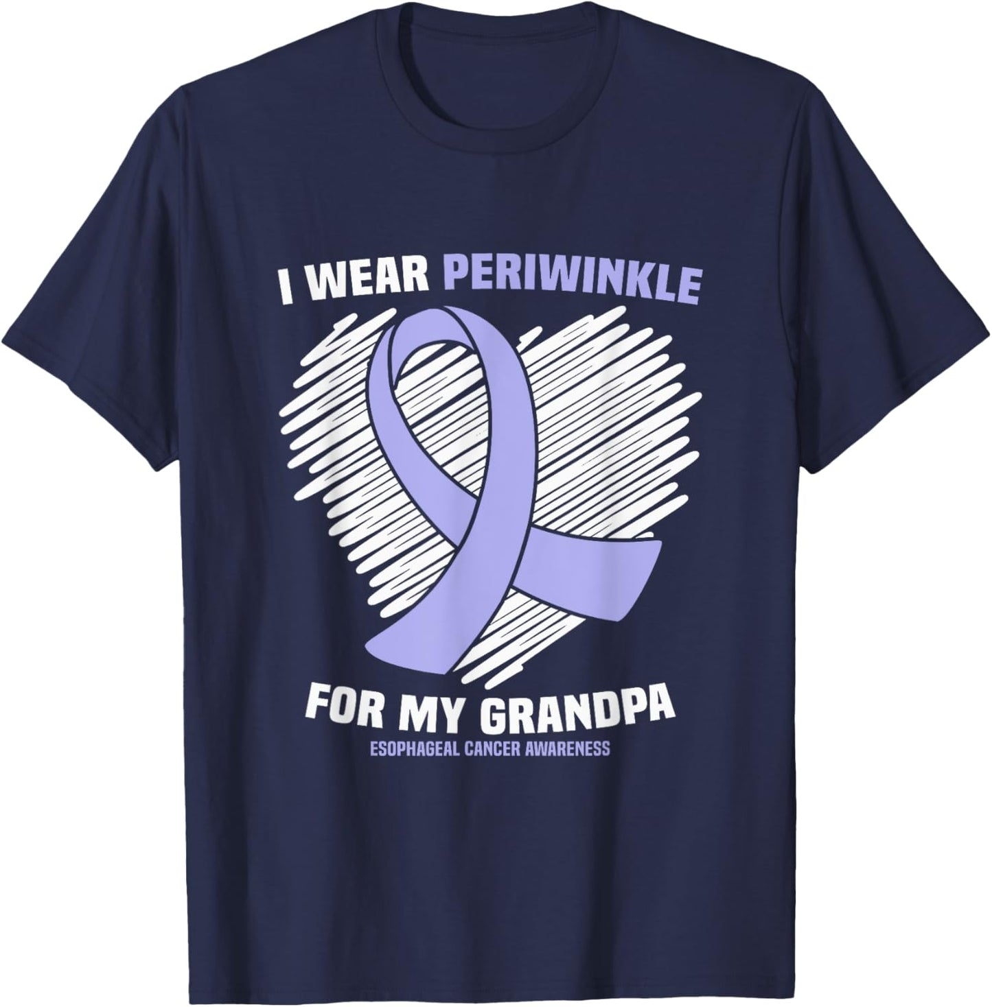 I Wear Periwinkle For My Grandpa Esophageal Cancer Awareness T-Shirt - T-Shirt | Navy