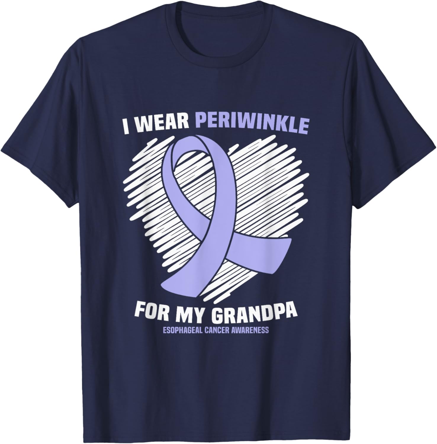 I Wear Periwinkle For My Grandpa Esophageal Cancer Awareness T-Shirt - T-Shirt | Navy