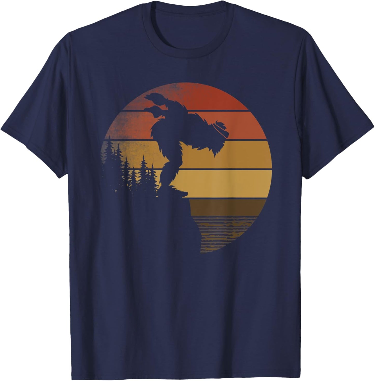 Retro Bigfoot Swim For Sasquatch Swimmer Coach Team Swimming T-Shirt - T-Shirt | Navy