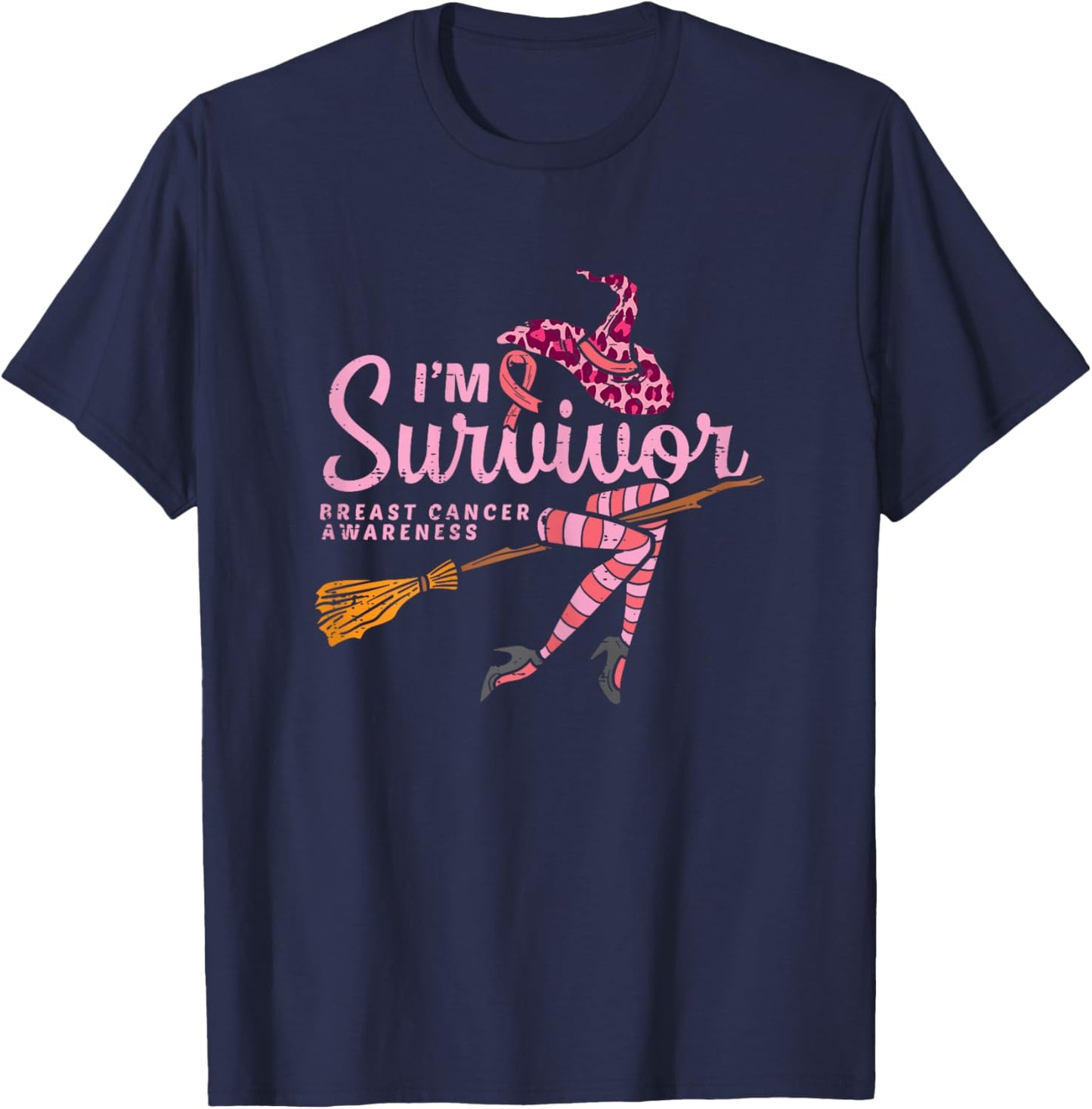 Witch Im A Survivor Halloween Breast Cancer Awareness Women T-Shirt - T-Shirt | Navy