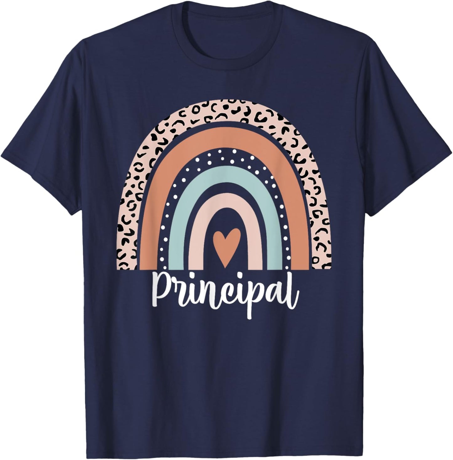 Principal Rainbow Leopard Funny Principal Appreciation T-Shirt - T-Shirt | Navy