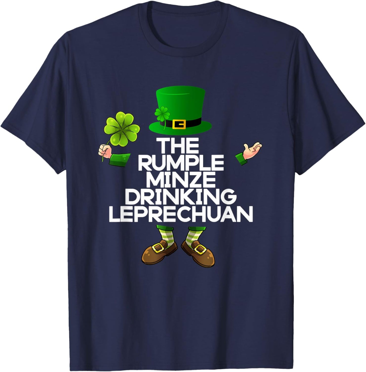 The Rumple Minze Drinking Leprechuan Irish St Patricks Green T-Shirt - T-Shirt | Navy