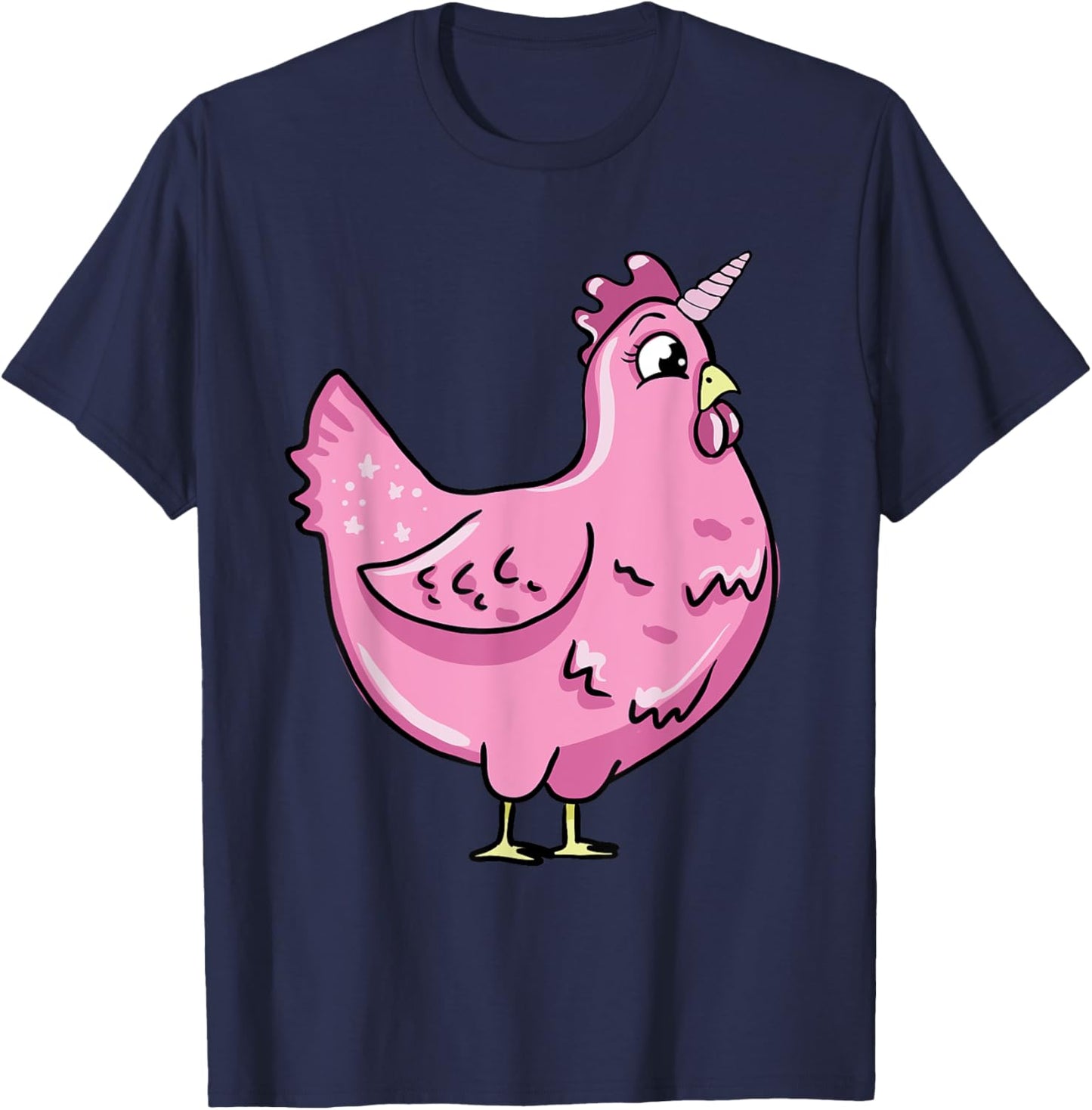 Funny Chicken Unicorn Illustration Farmer Poultry Love T-Shirt - T-Shirt | Navy