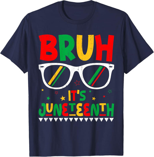 Funny Juneteenth Boys Girls Kids Bruh It's Juneteenth 1865 T-Shirt - T-Shirt | Navy