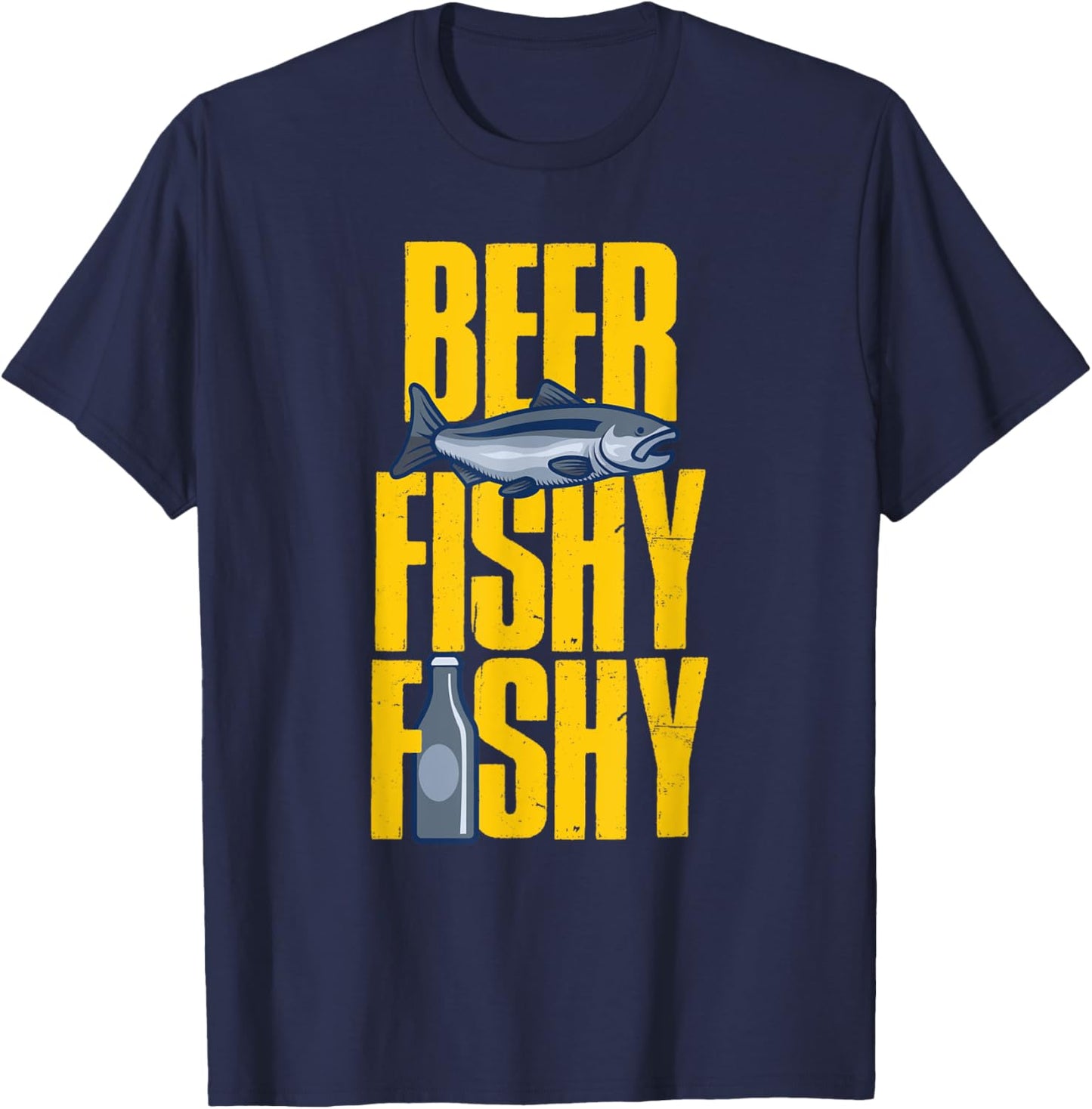 Beer Fishy Fishy Design For Fishing Lovers T-Shirt - T-Shirt | Navy