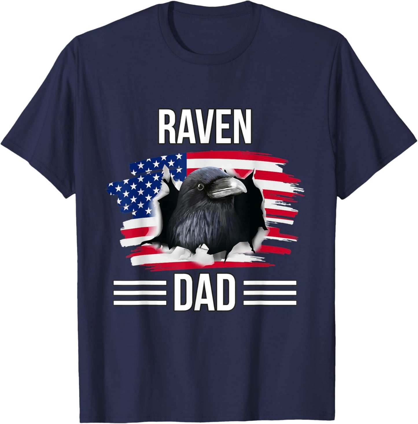 Bird US Flag 4th Of July Father's Day Raven Dad T-Shirt - T-Shirt | Navy
