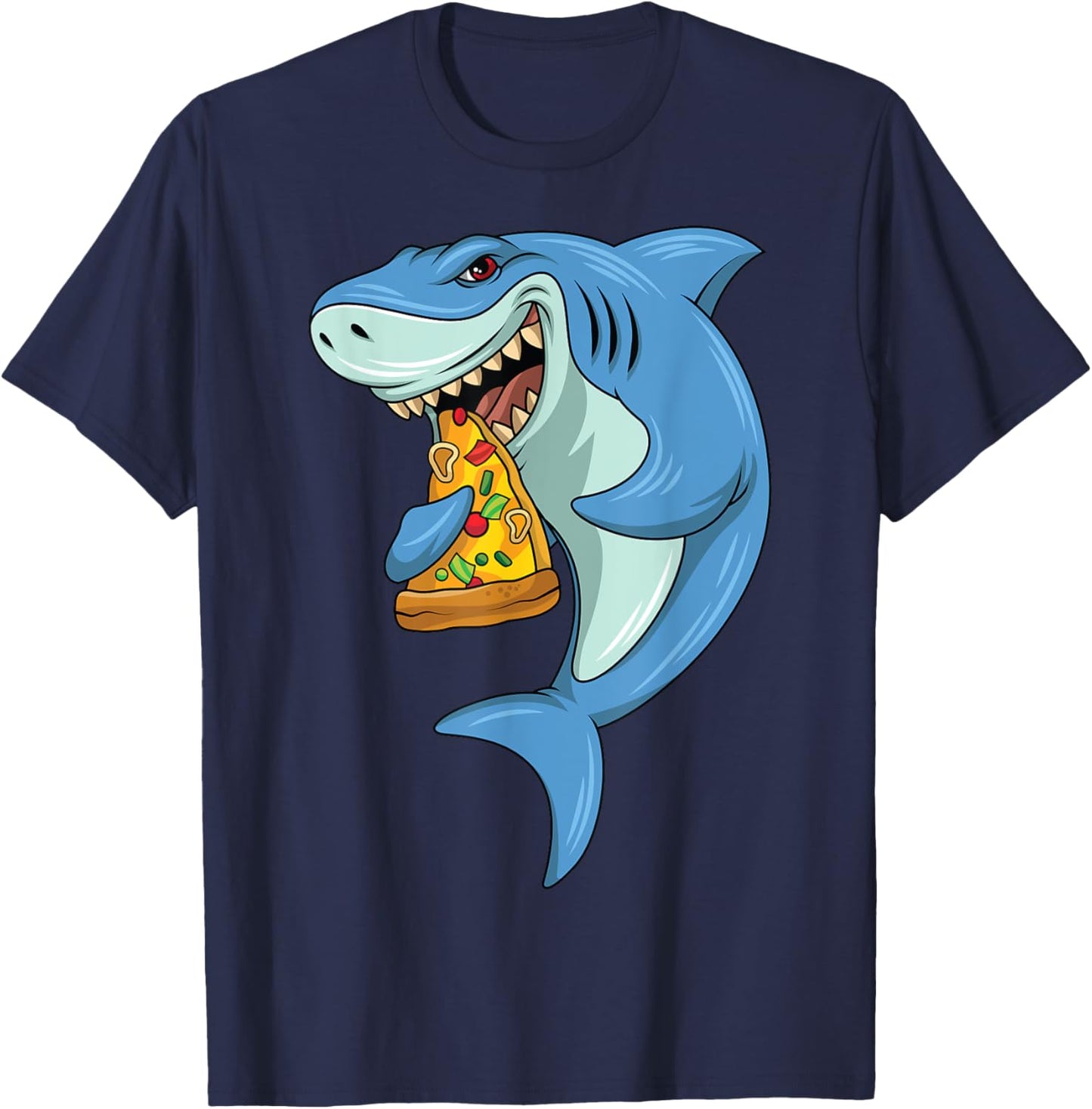 Shark Pizza Shark Eating Pizza Shark And Pizza T-Shirt - T-Shirt | Navy