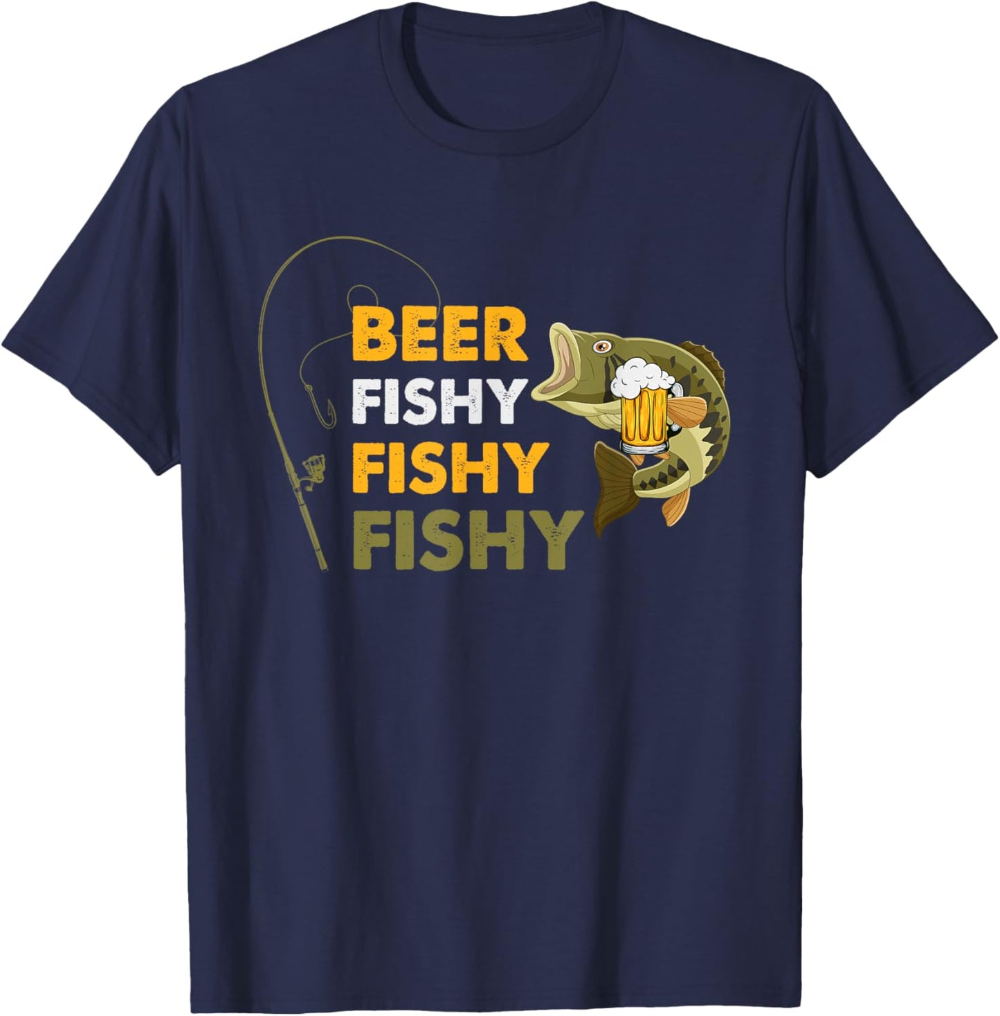 Beer Fishy Fishy Fishing Lover Fisherman Retro Vintage T-Shirt - T-Shirt | Navy