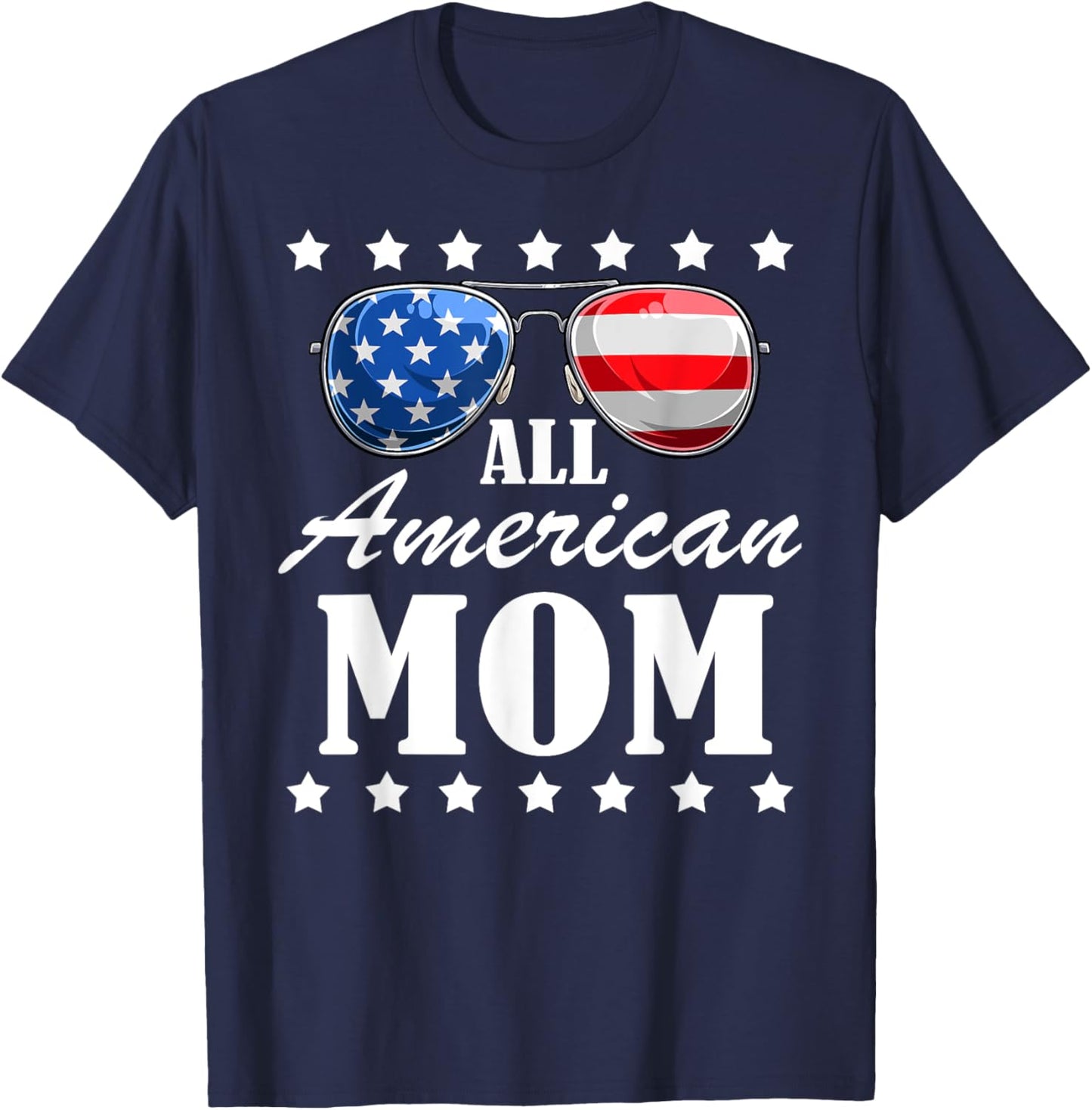 4th July American Mom Independence Day Patriot USA T-Shirt - T-Shirt | Navy