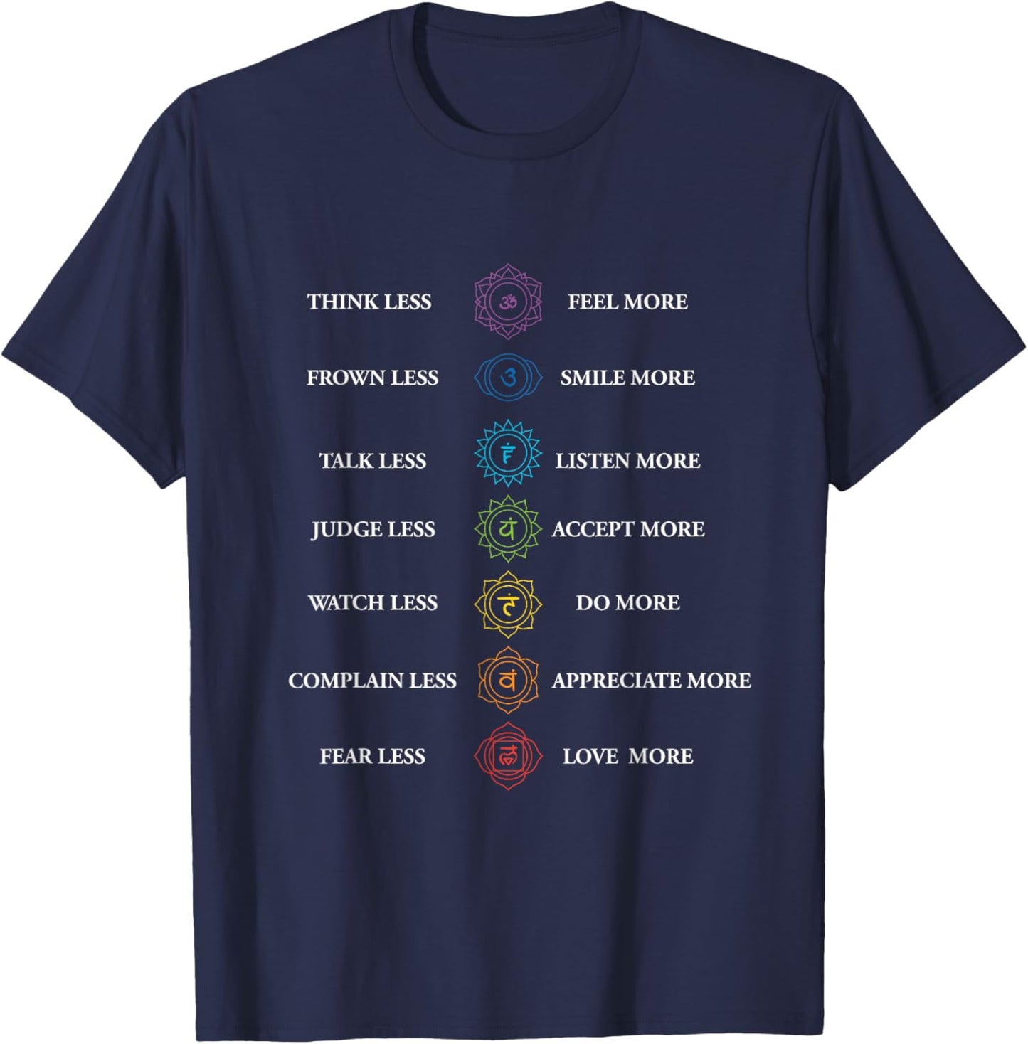 Chakra Yoga Meditation Spiritual Thinking Feel Love Zen T-Shirt - T-Shirt | Navy