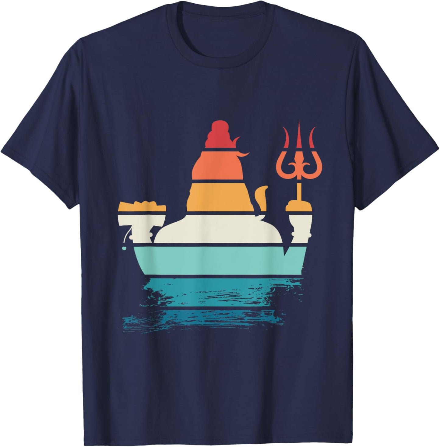Retro Shiva Hindu Hinduism India Buddhism Ganesha Religion T-Shirt - T-Shirt | Navy