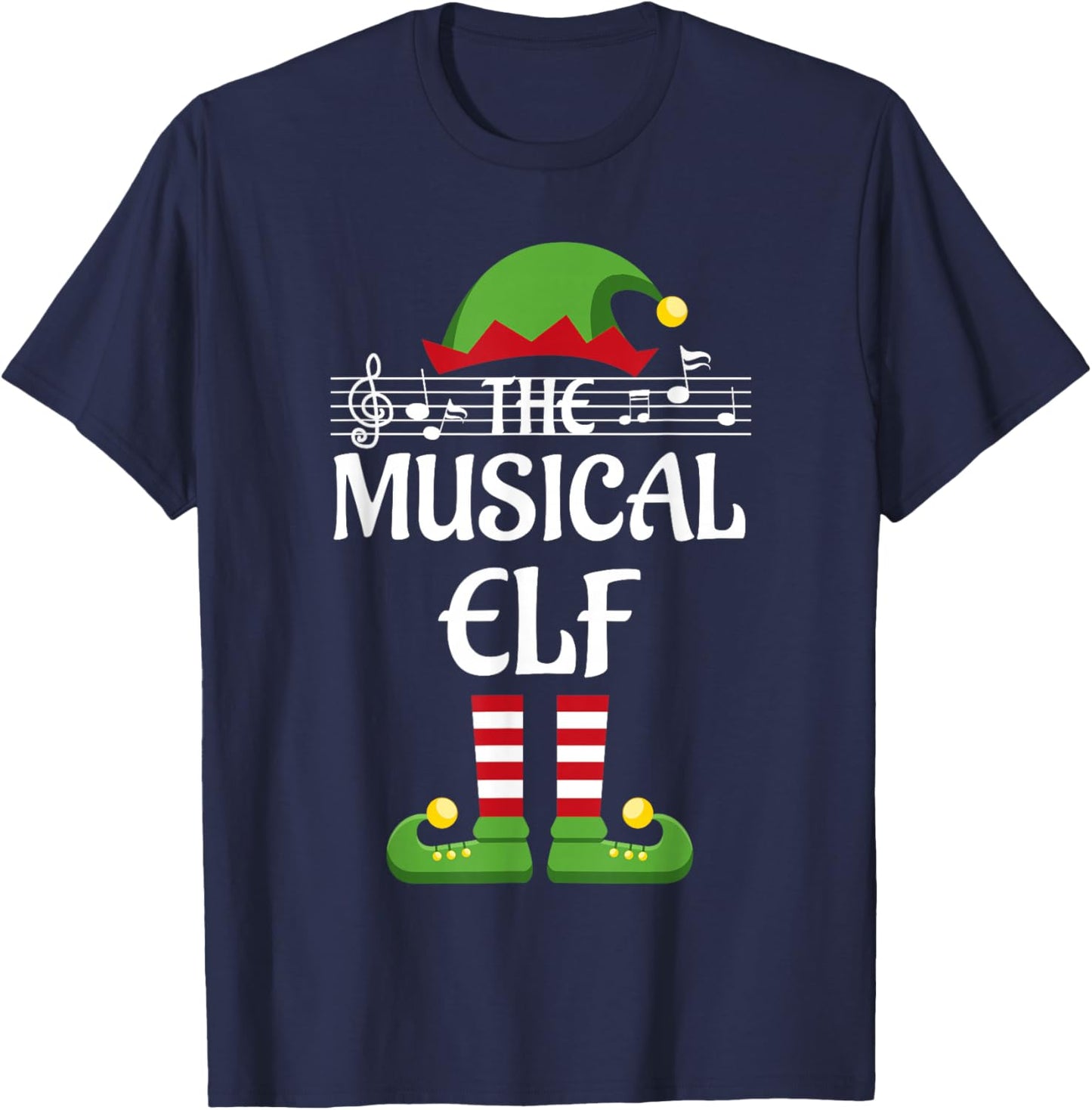 Musical Elf Family Matching Group Christmas Music T-Shirt - T-Shirt | Navy