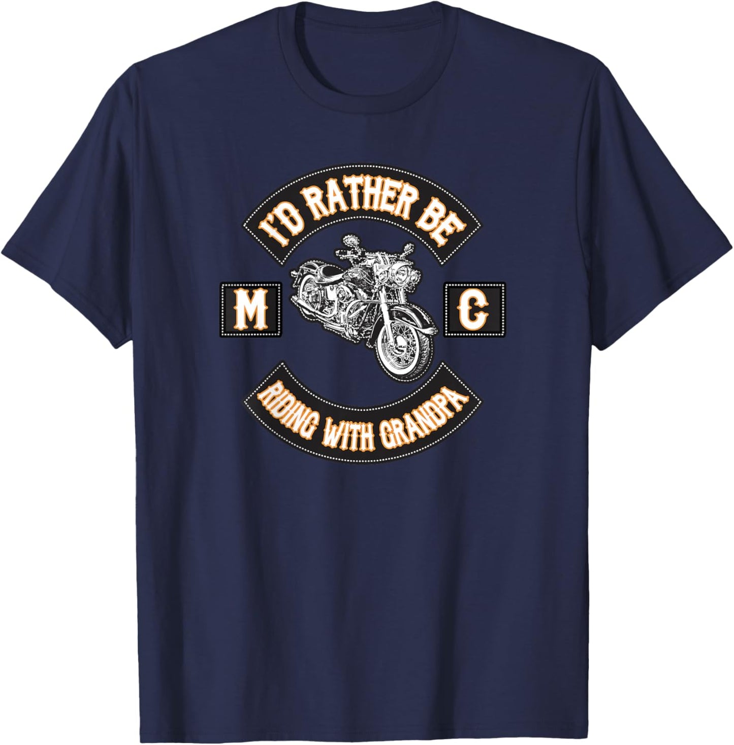 I'd Rather Be Riding With Grandpa Motorcycle Biker T-Shirt - T-Shirt | Navy