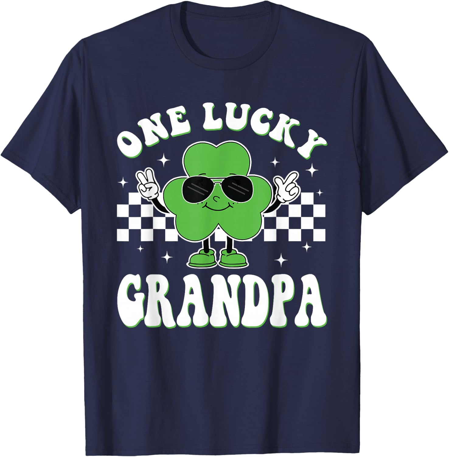 One Lucky Grandpa St Patrick's Day Irish Grandpa Shamrock T-Shirt - T-Shirt | Navy