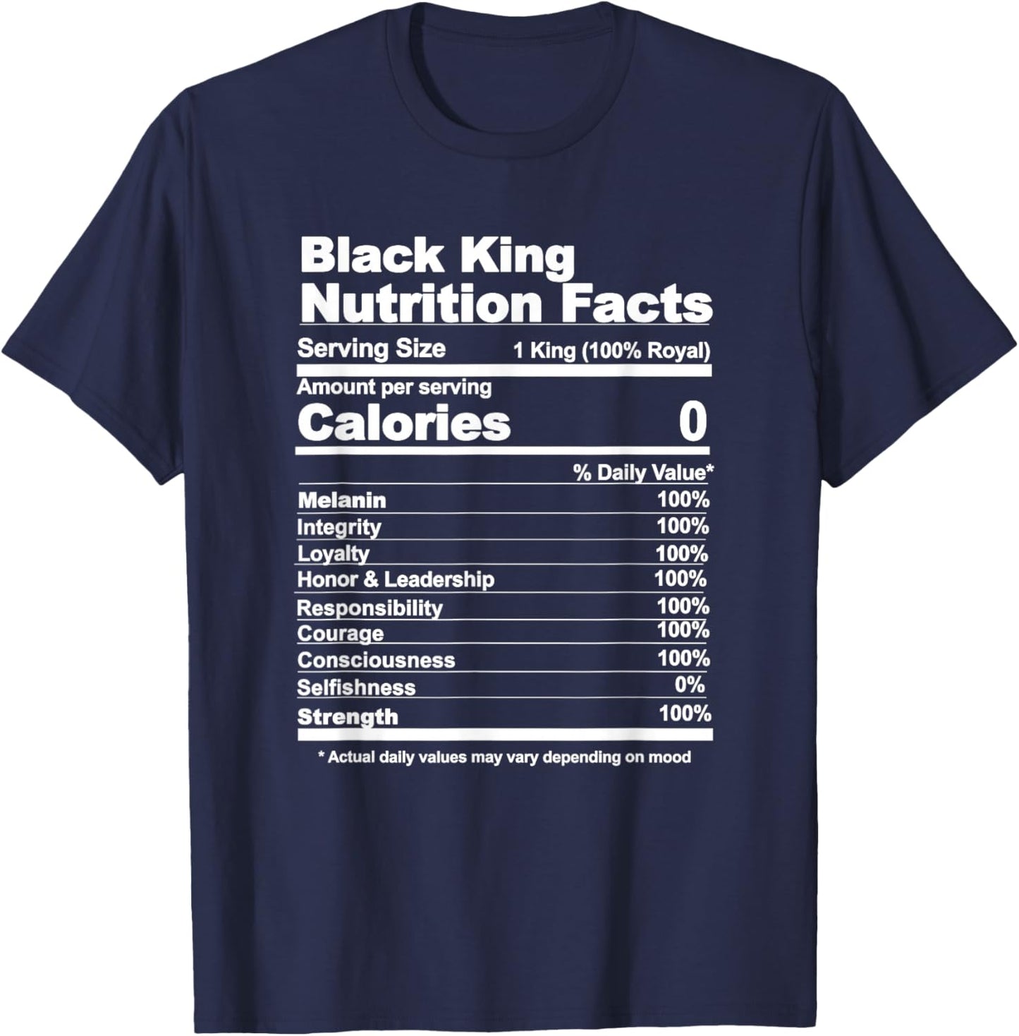 Black King Nutritional Facts T-Shirt - T-Shirt | Navy