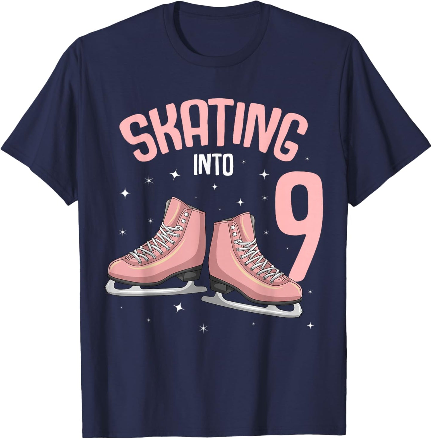 Ice Skating 9th Birthday Girl 9 Years T-Shirt - T-Shirt | Navy