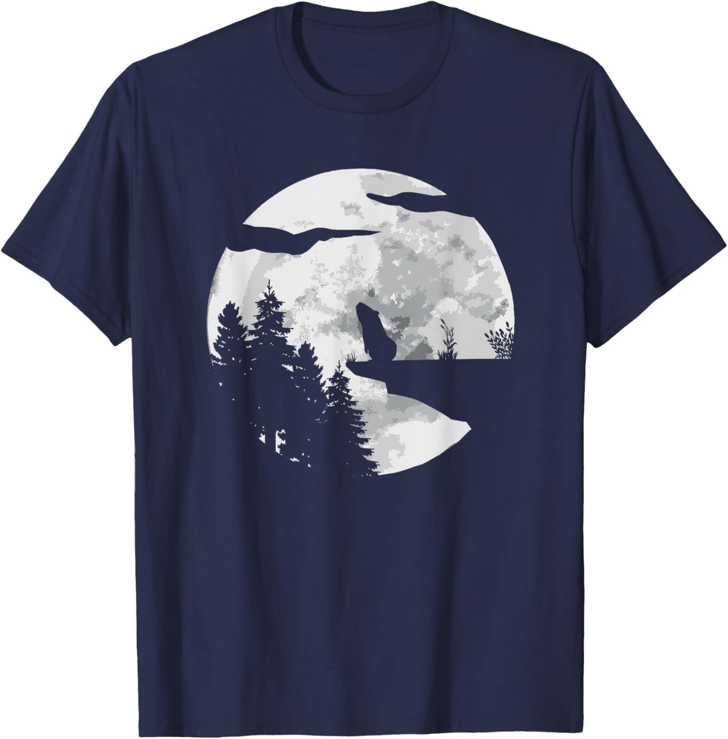 Guinea Pig Silhouette At Night With A Moon - Guinea Pig T-Shirt - T-Shirt | Navy