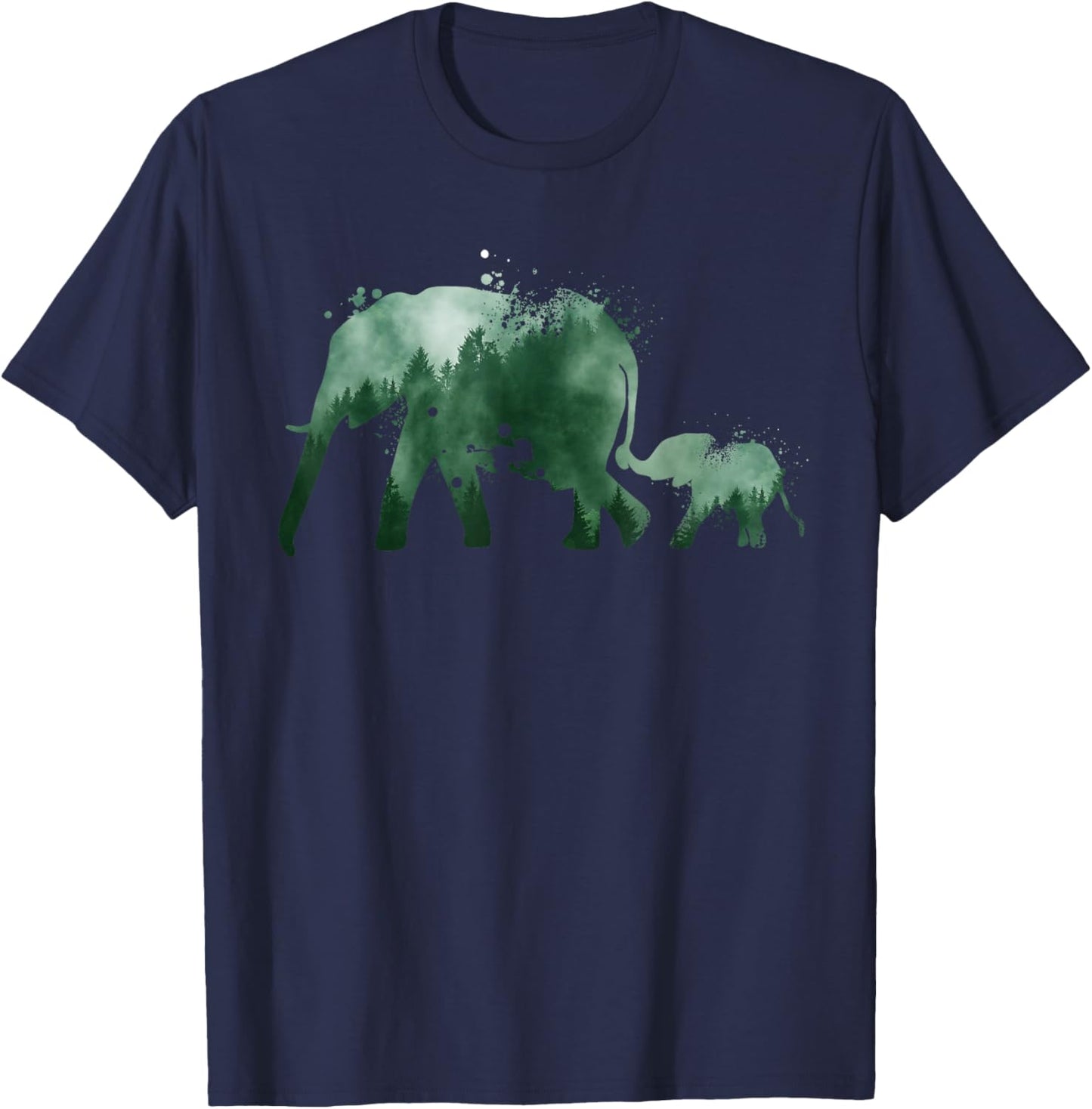 Vintage Elephant Silhouette | Men Women | Baby Elephant T-Shirt - T-Shirt | Navy