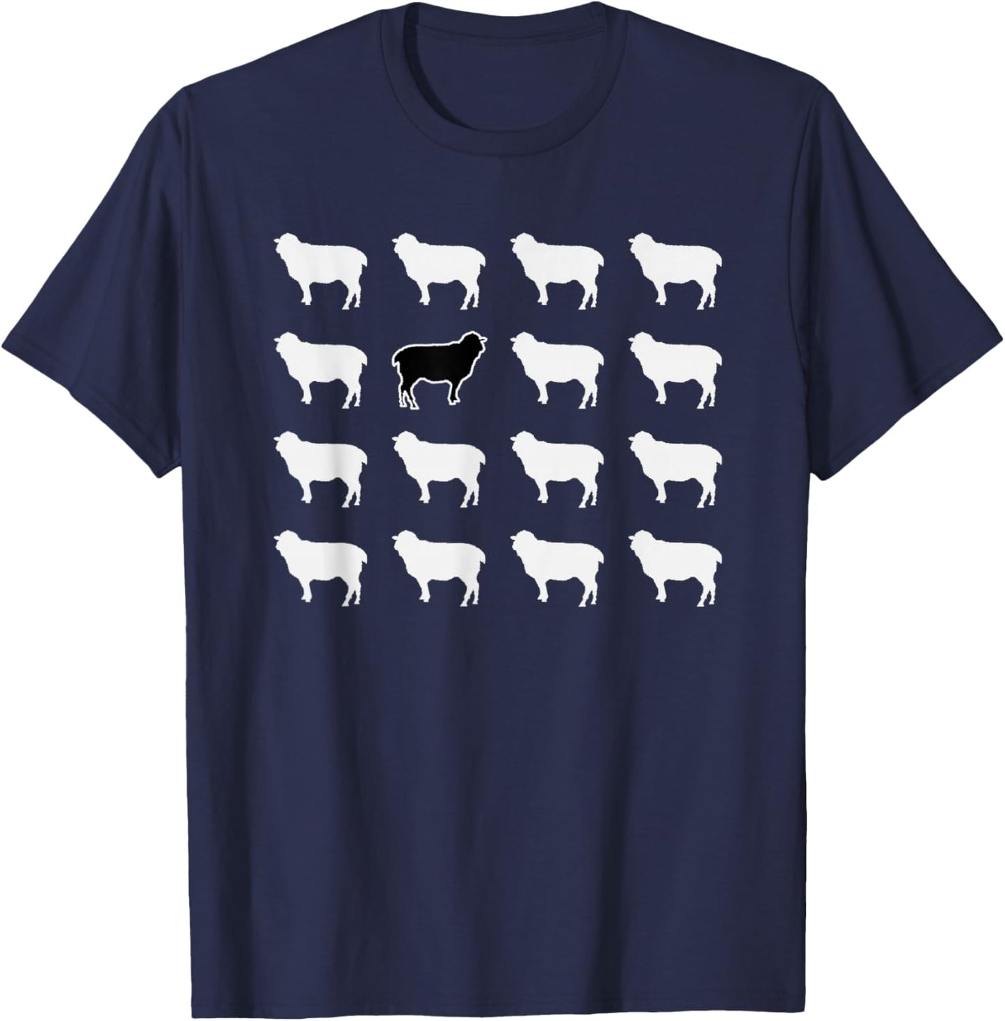 White and 1 Black Sheep, Funny, Jokes, Sarcastic Sayings T-Shirt - T-Shirt | Navy