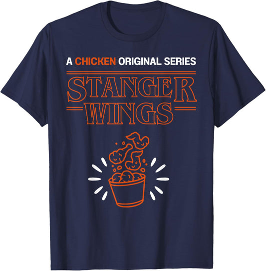 Stranger Wings A Chicken Original Series BBQ Chicken Wings T-Shirt - T-Shirt | Navy