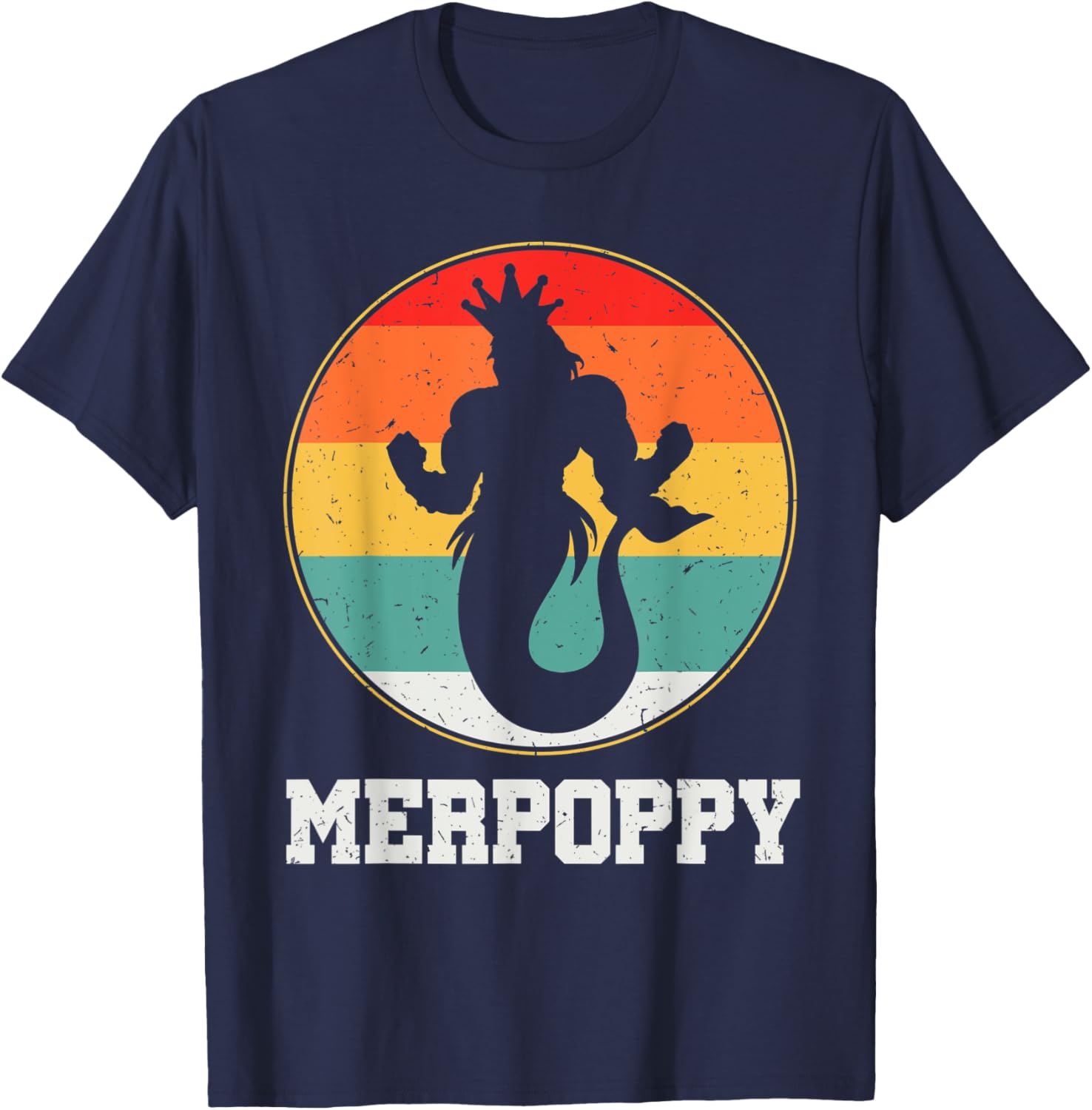 Merpoppy Security Merman Mermaid Grandpa Fish Grandfather T-Shirt - T-Shirt | Navy