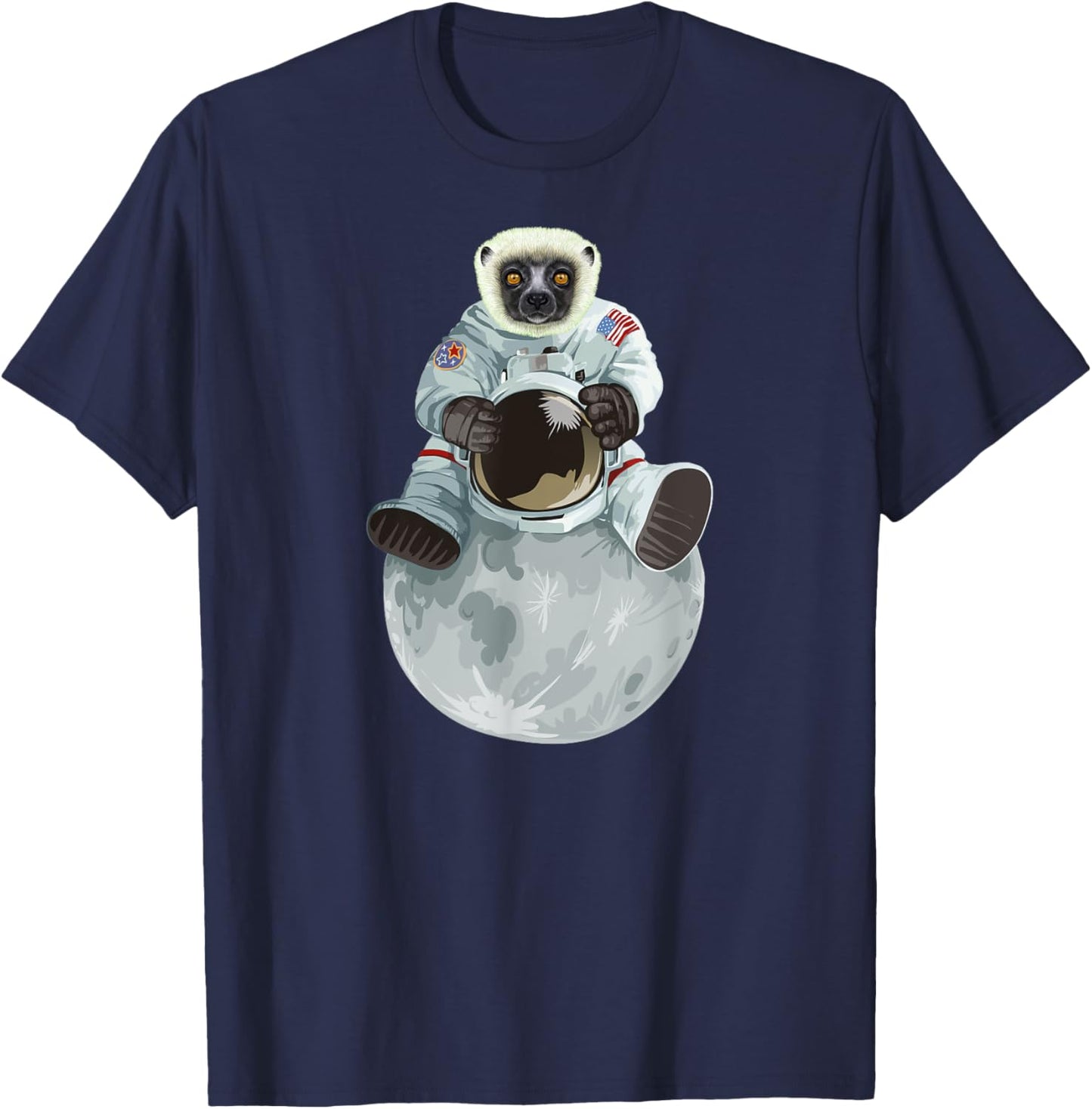 lemur astronaut Sitting moon Space Animal Coquerel's sifaka T-Shirt - T-Shirt | Navy
