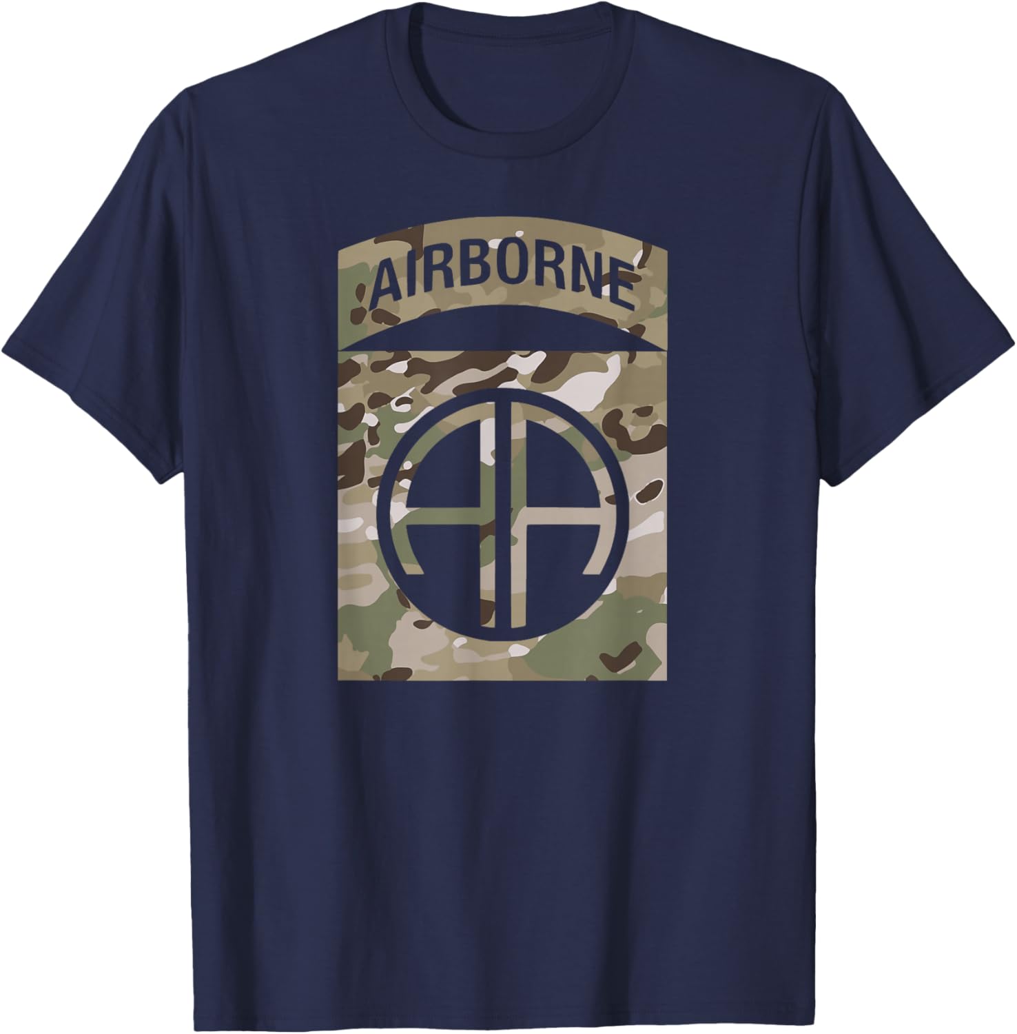 Camo 82nd Airborne Division - OCP ACU Multicam Camouflage T-Shirt - T-Shirt | Navy