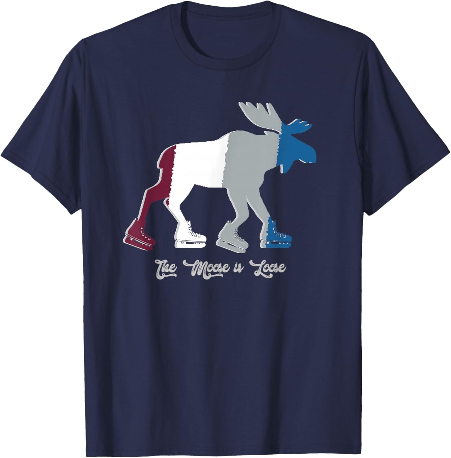 The Moose is Loose - Hockey Skates T-Shirt - T-Shirt | Navy