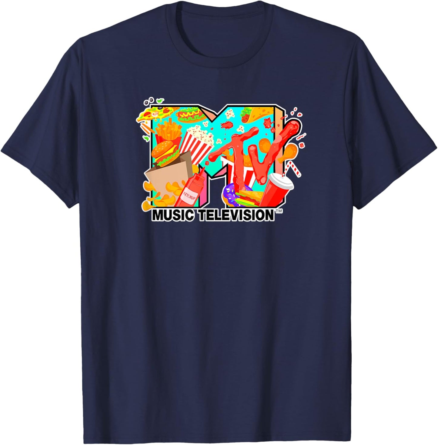 Mademark x MTV - Music Television - Fast Food Lovers T-Shirt - T-Shirt | Navy