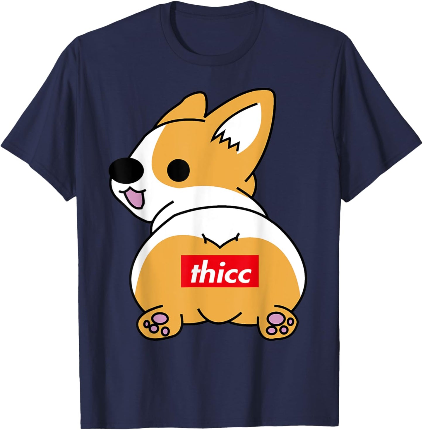 Thicc Corgi Butt Funny Dog Lover, Corgi Lover Present Men Women T-Shirt - T-Shirt | Navy