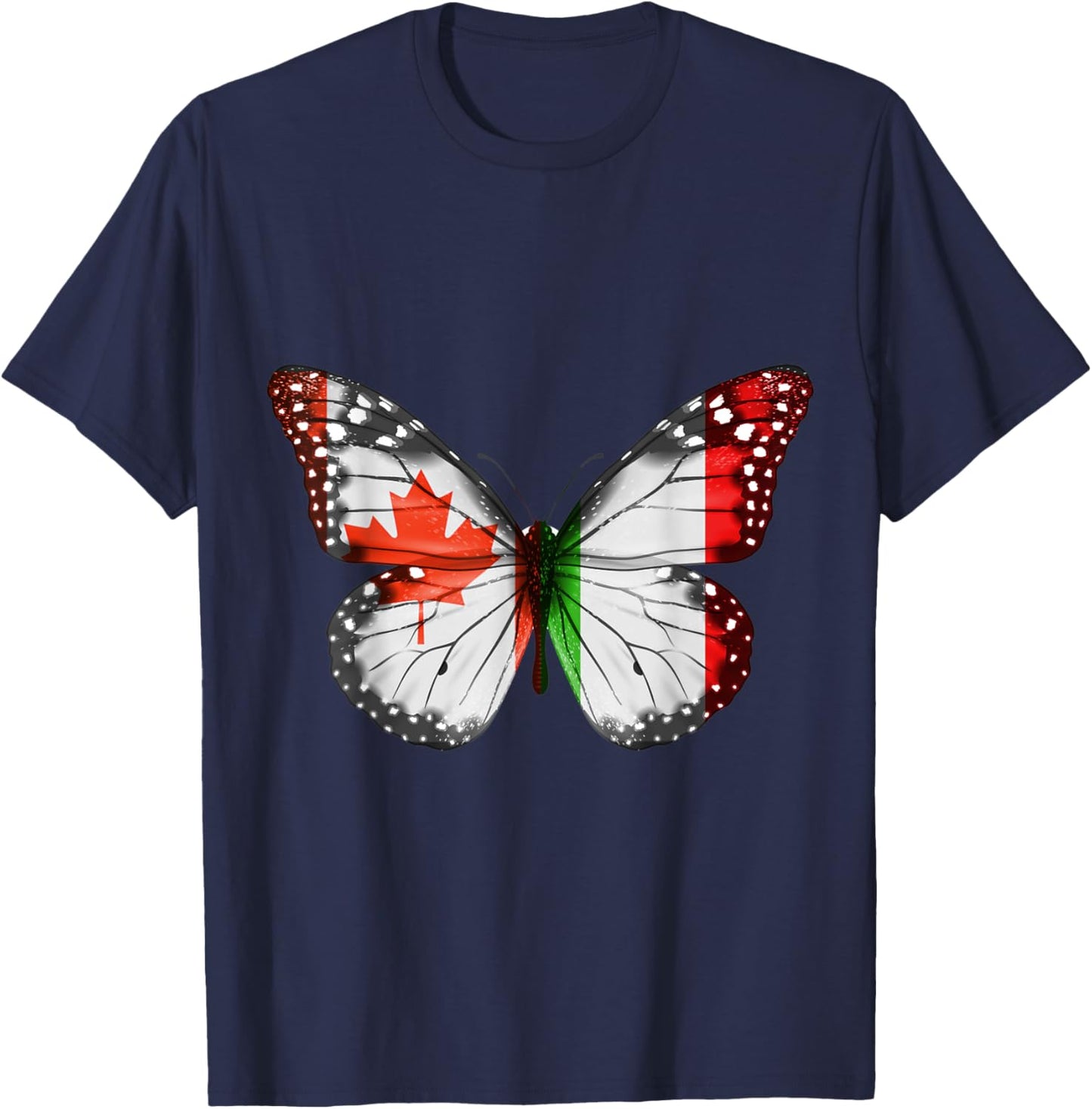 Canadian Italian Flag Butterfly T-Shirt - T-Shirt | Navy