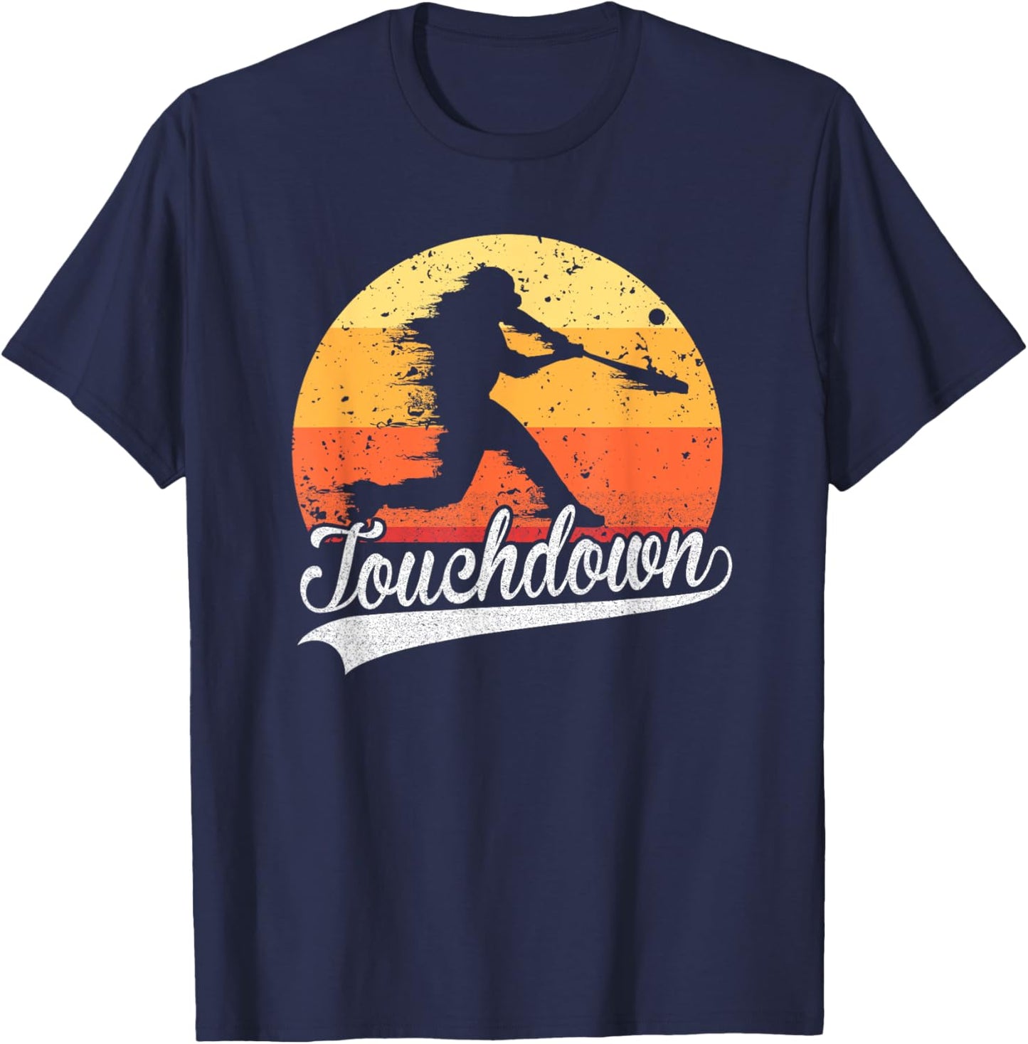 Touchdown Funny Baseball Player Retro Vintage Sunset Homerun T-Shirt - T-Shirt | Navy