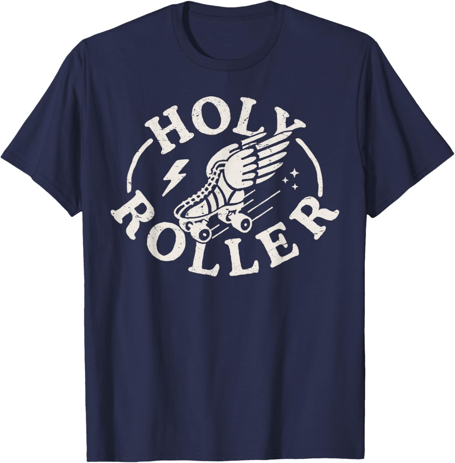 Holy Roller Skating Skater Skate Shoes Retro Vintage 70s/80s T-Shirt - T-Shirt | Navy