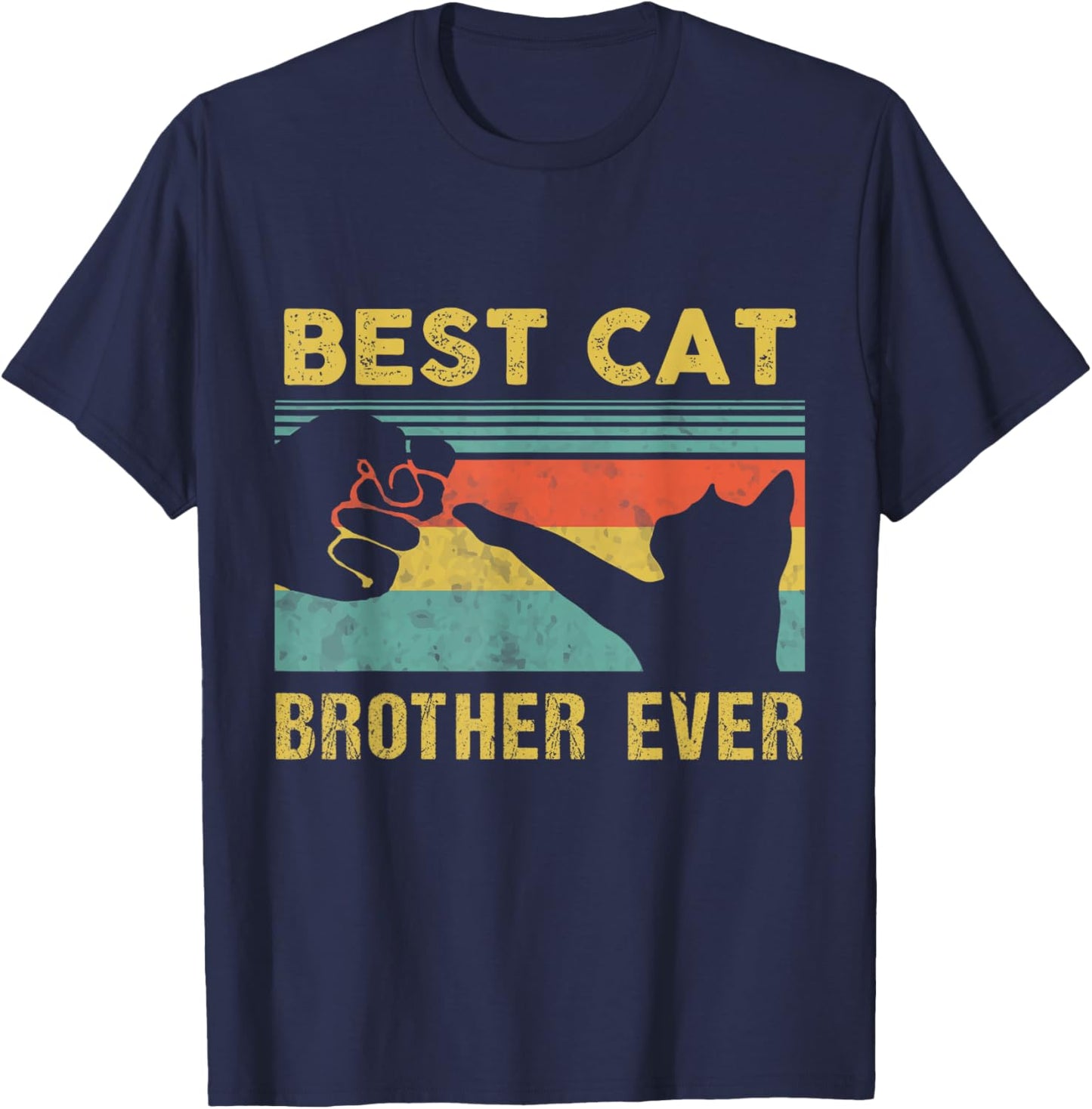 Best Cat Brother Ever Vintage Cats Happy Father's Day T-Shirt - T-Shirt | Navy