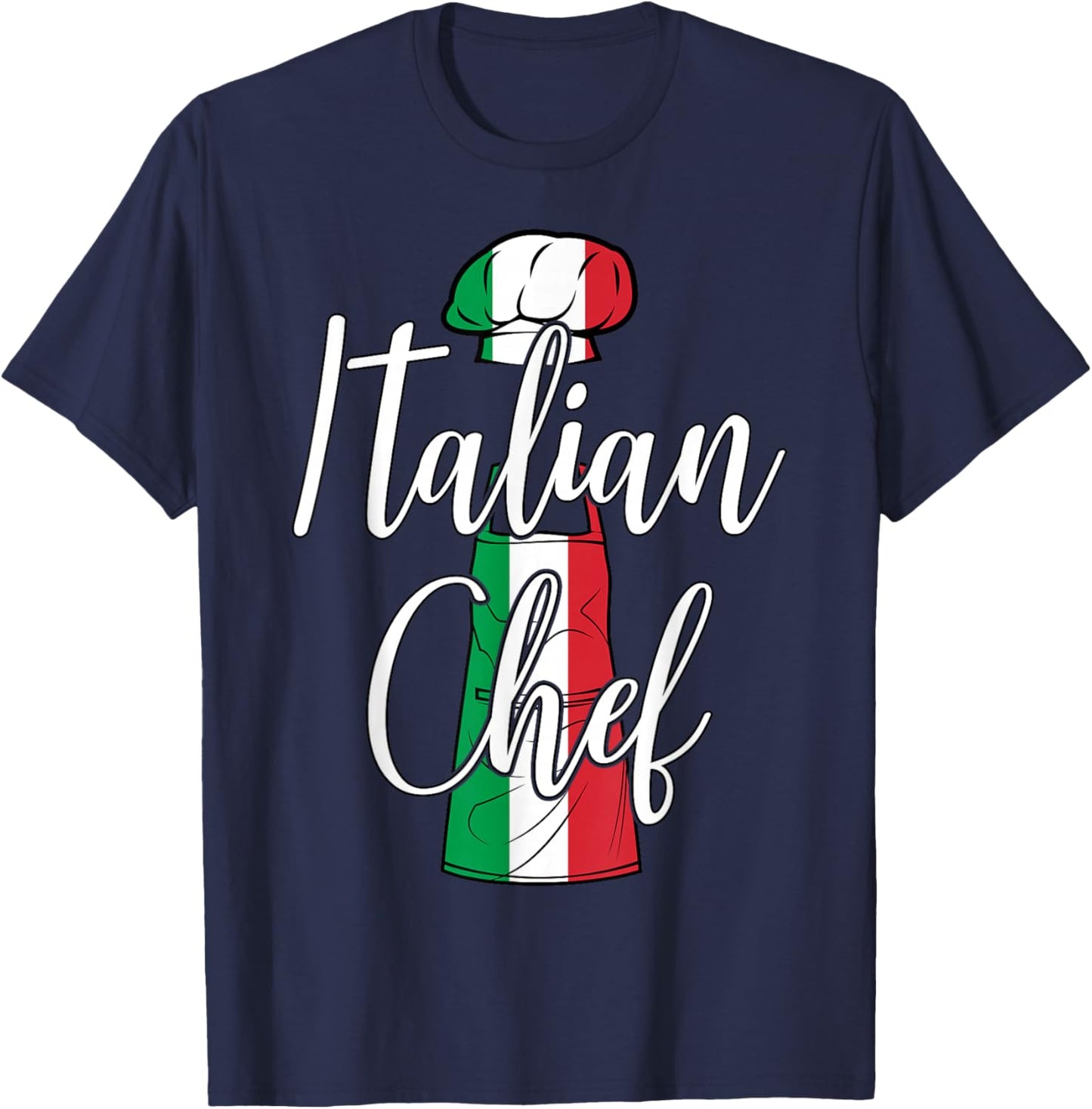 Italian Chef Cooking Funny Food Cook National Pride Flag Fun T-Shirt - T-Shirt | Navy