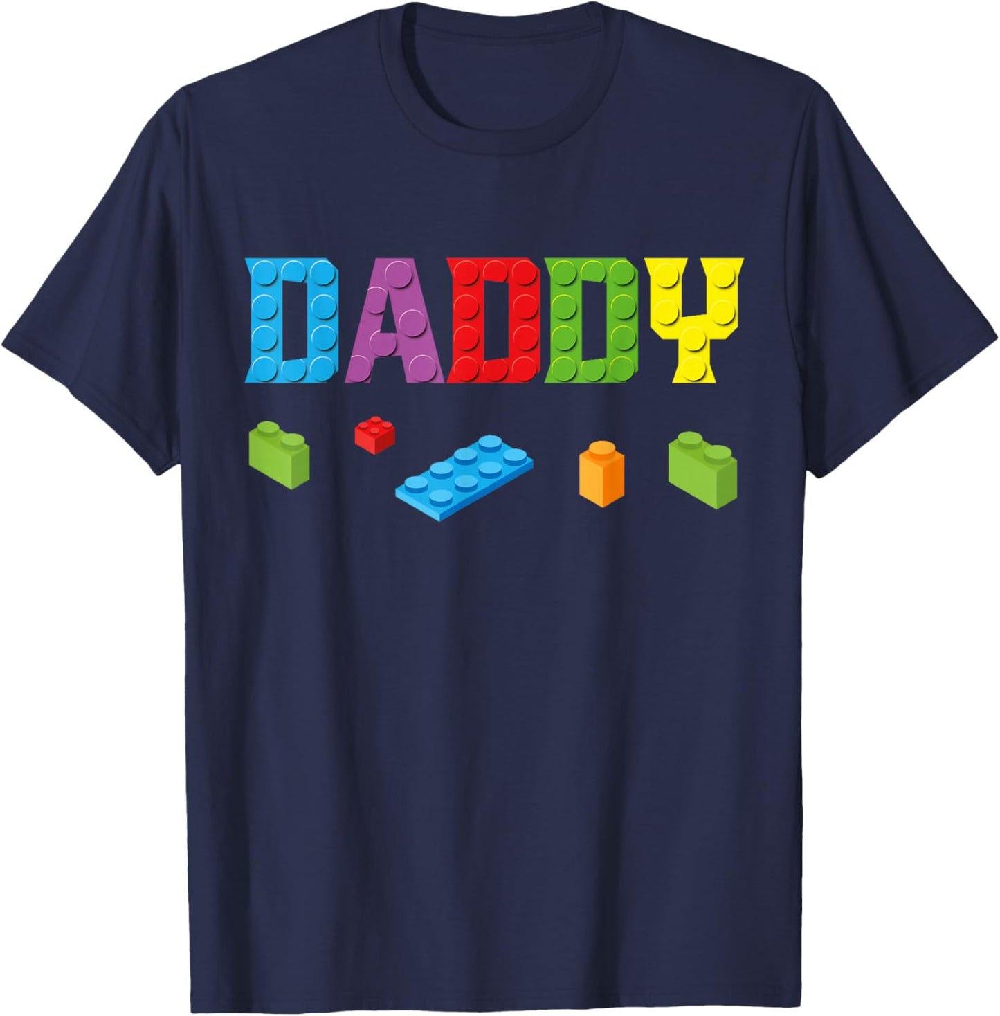 Daddy Master Builder Building Bricks Blocks Family Set T-Shirt - T-Shirt | Navy