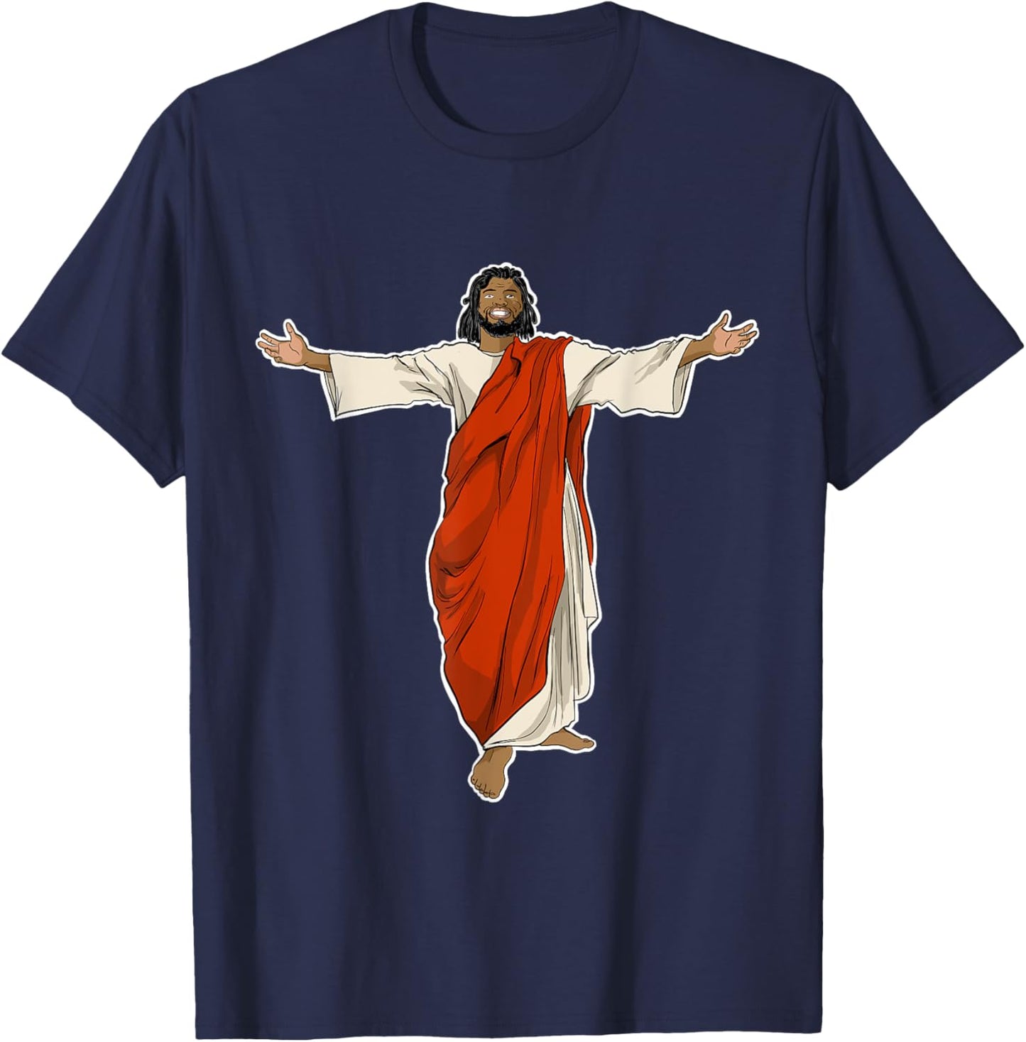 Miftees Christmas Black Jesus T-Shirt - T-Shirt | Navy