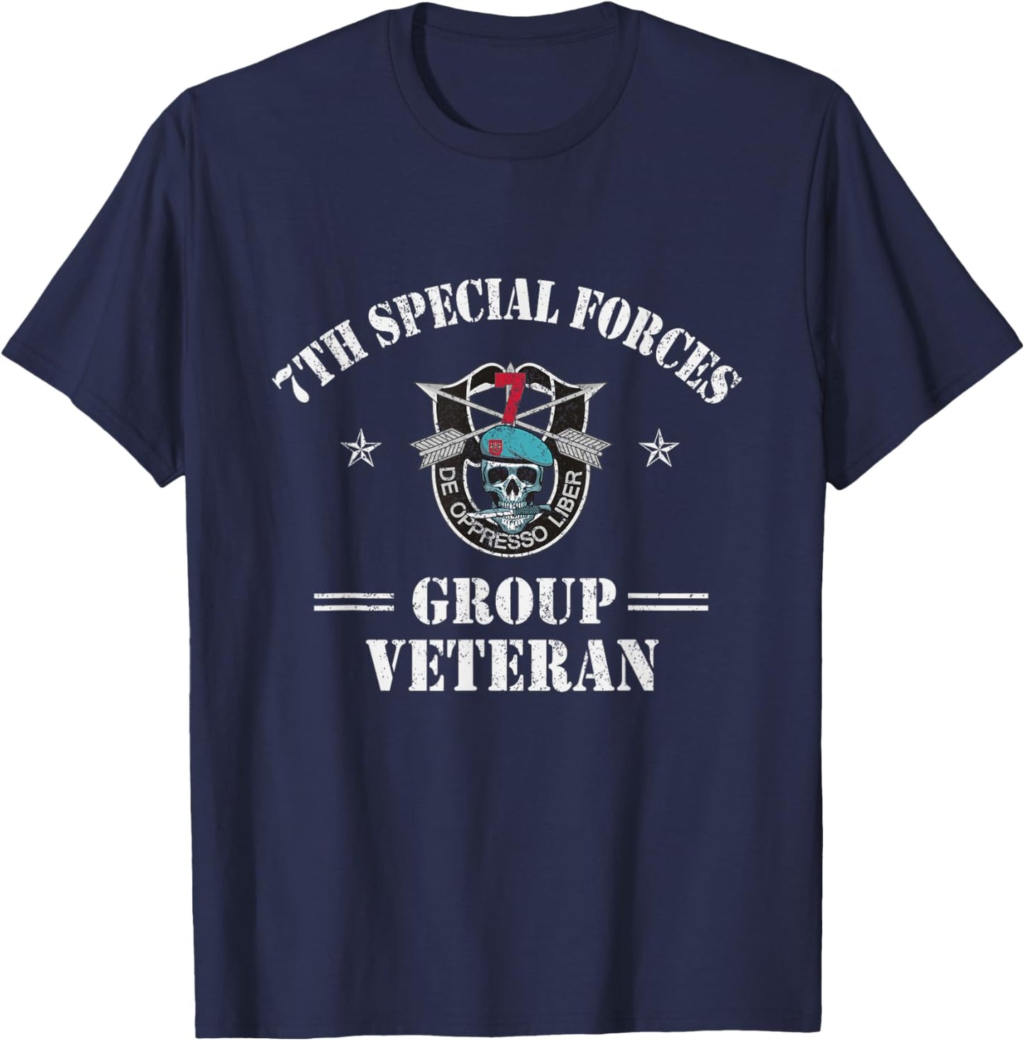 7th Special Forces Group Veteran 7th SFG Memorial 4th July T-Shirt - T-Shirt | Navy