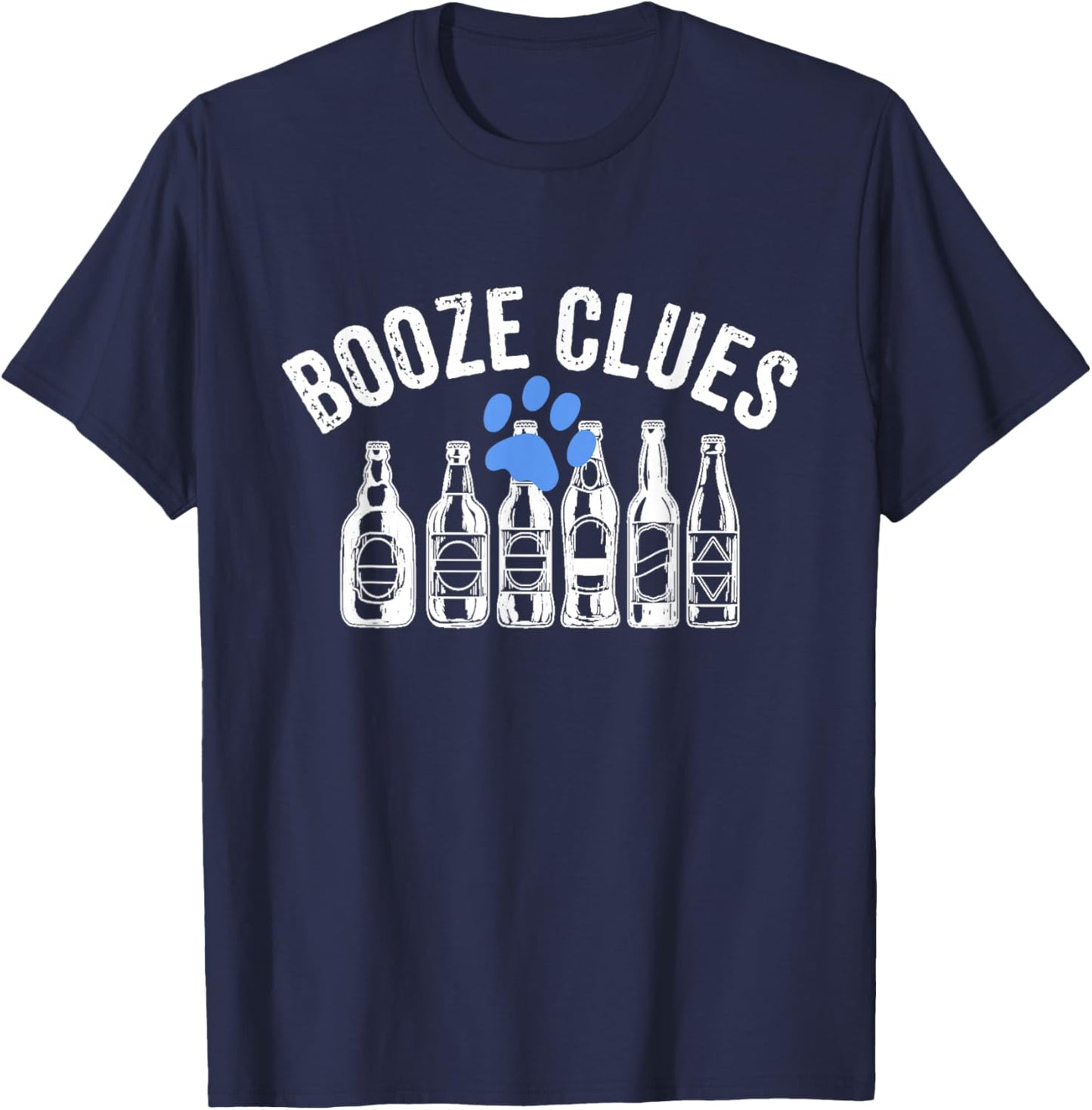 Booze Clues Funny Drinking Vintage Adult Humor T-Shirt - T-Shirt | Navy